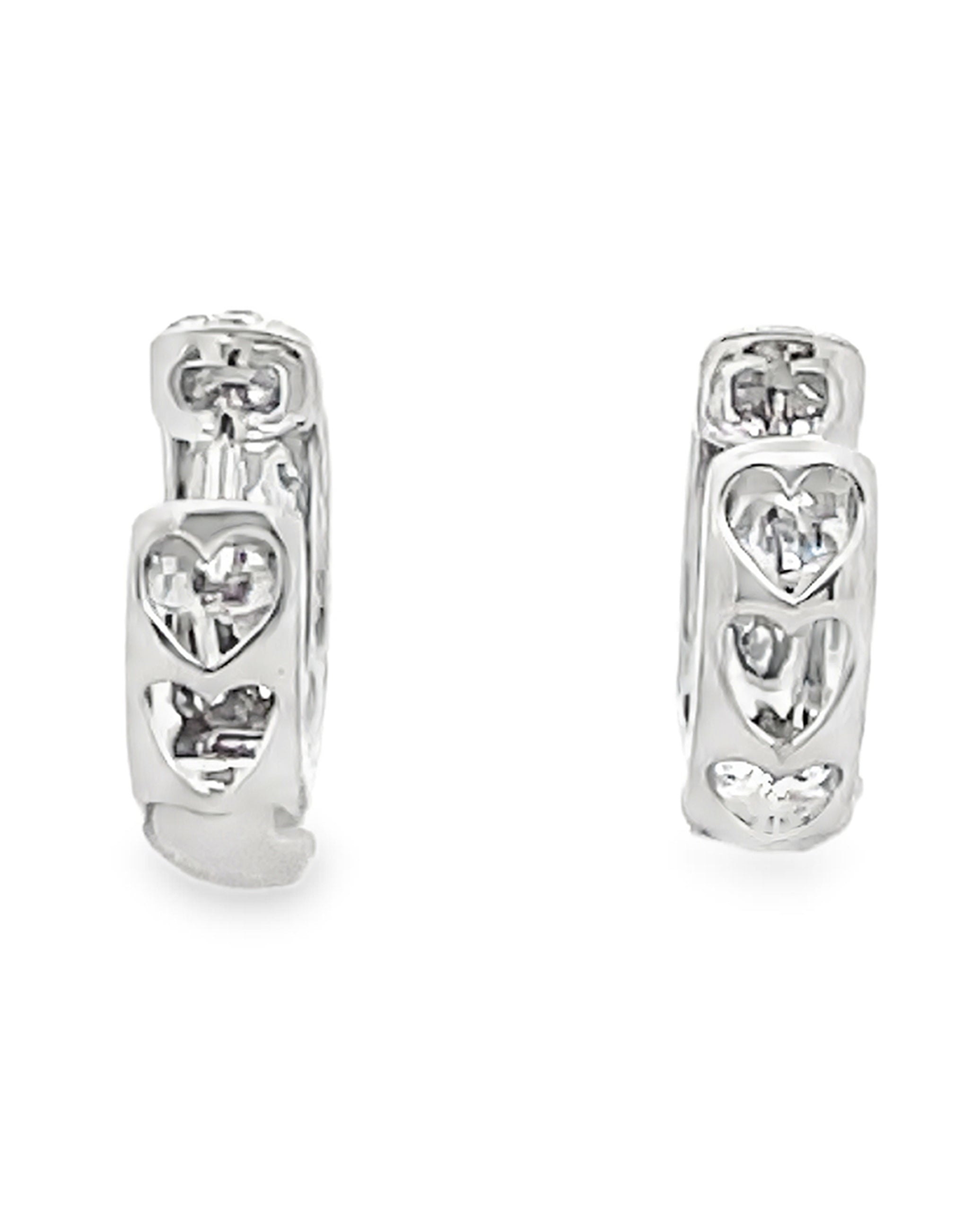 18K White Gold 0.61 Carat Diamond Huggie Hoop Earrings