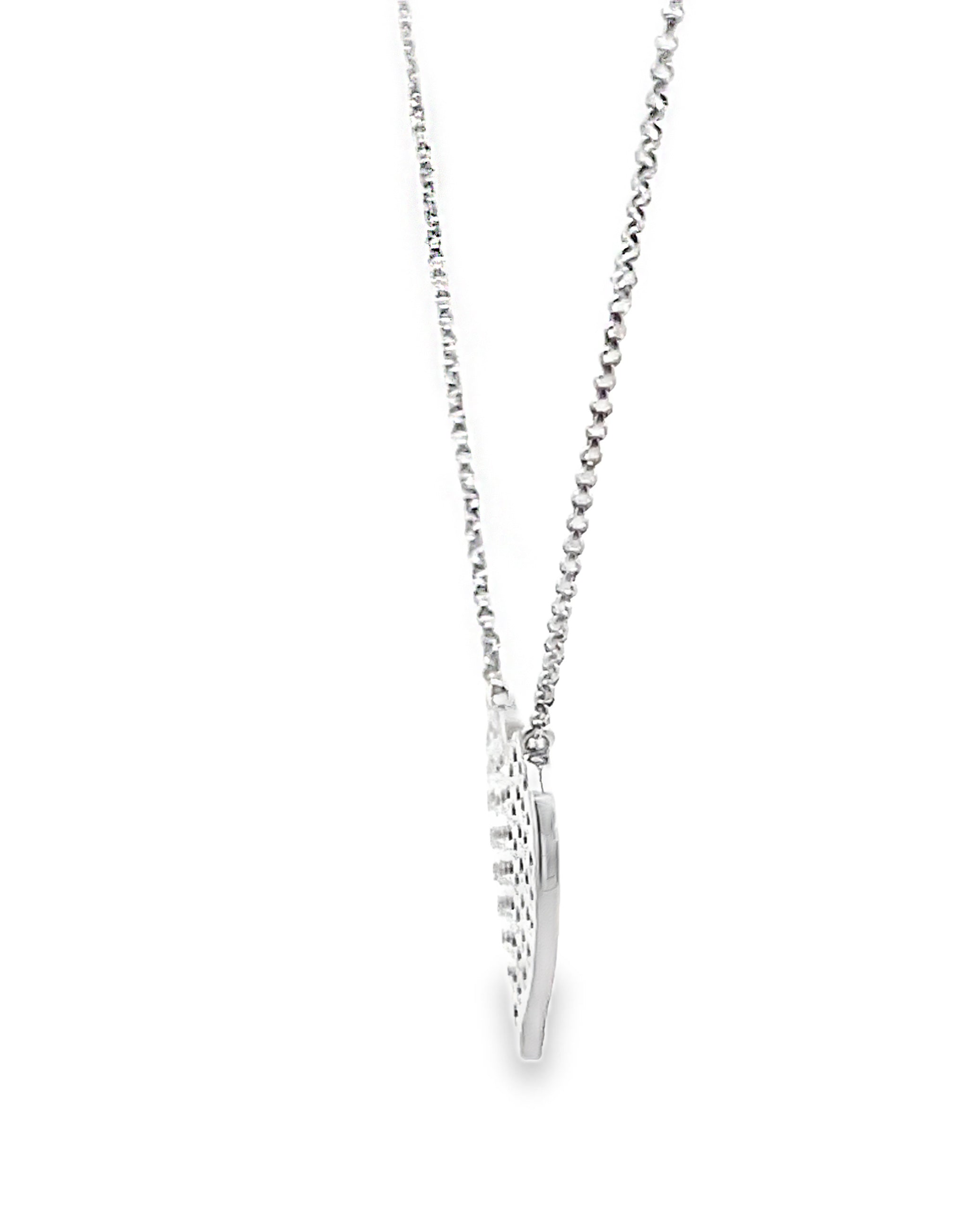 18K White Gold Pave Heart Necklace