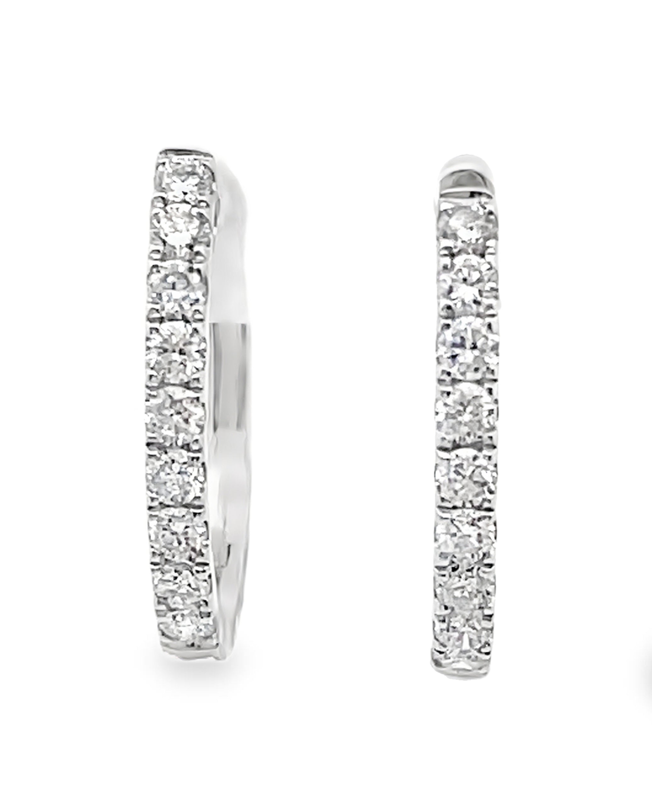 18K White Gold Diamond Hoop Earrings