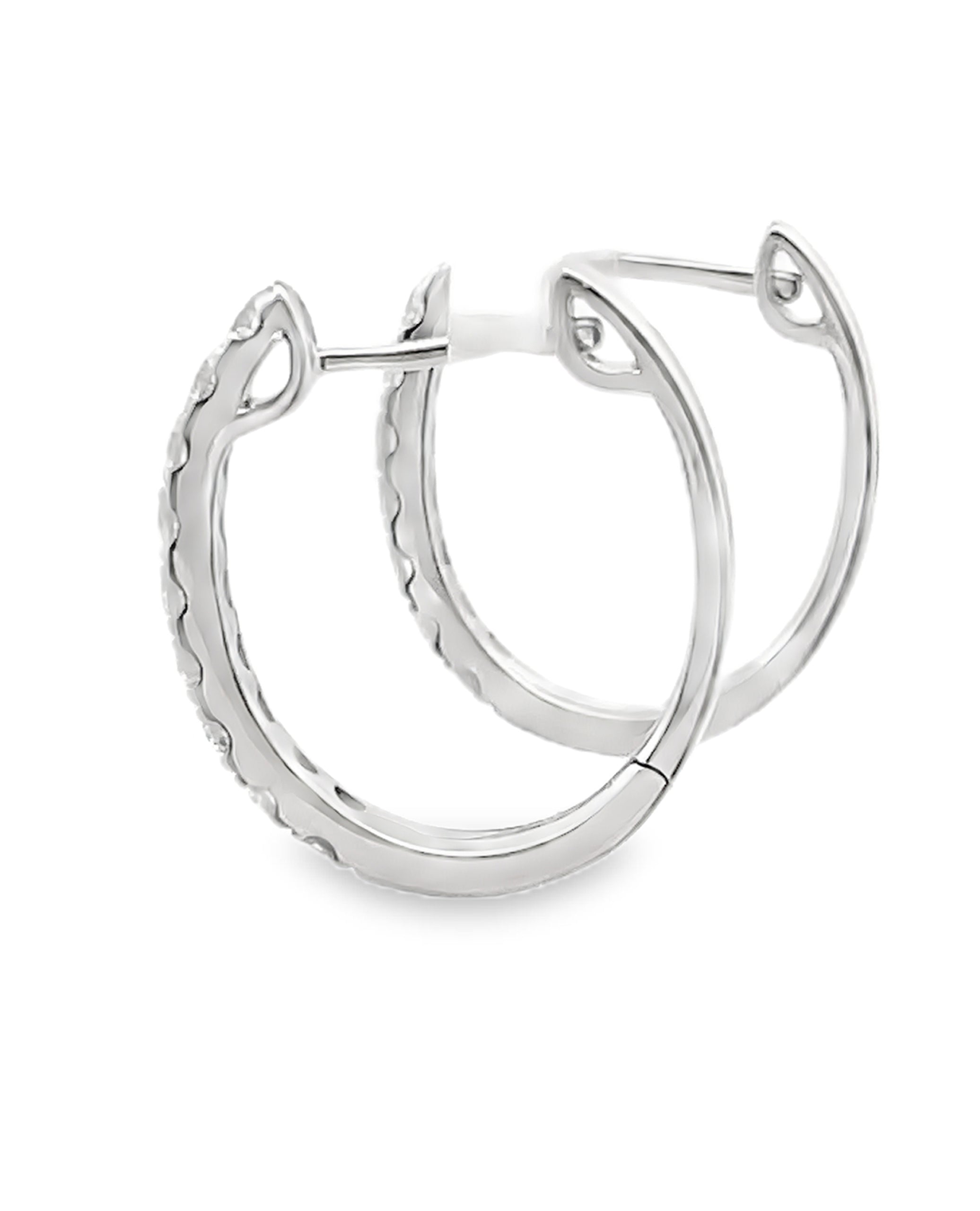 18K White Gold Diamond Hoop Earrings