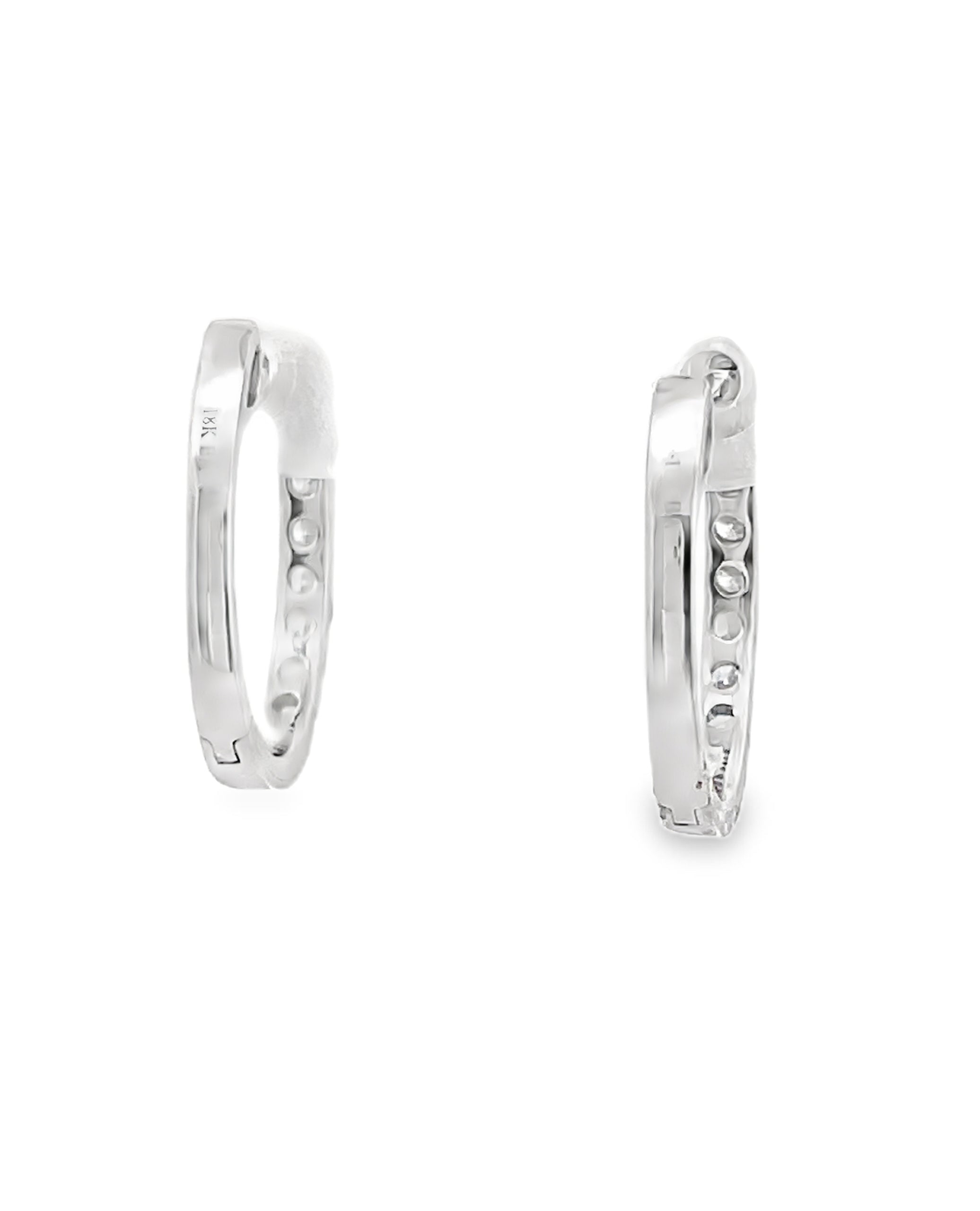 18K White Gold Diamond Hoop Earrings
