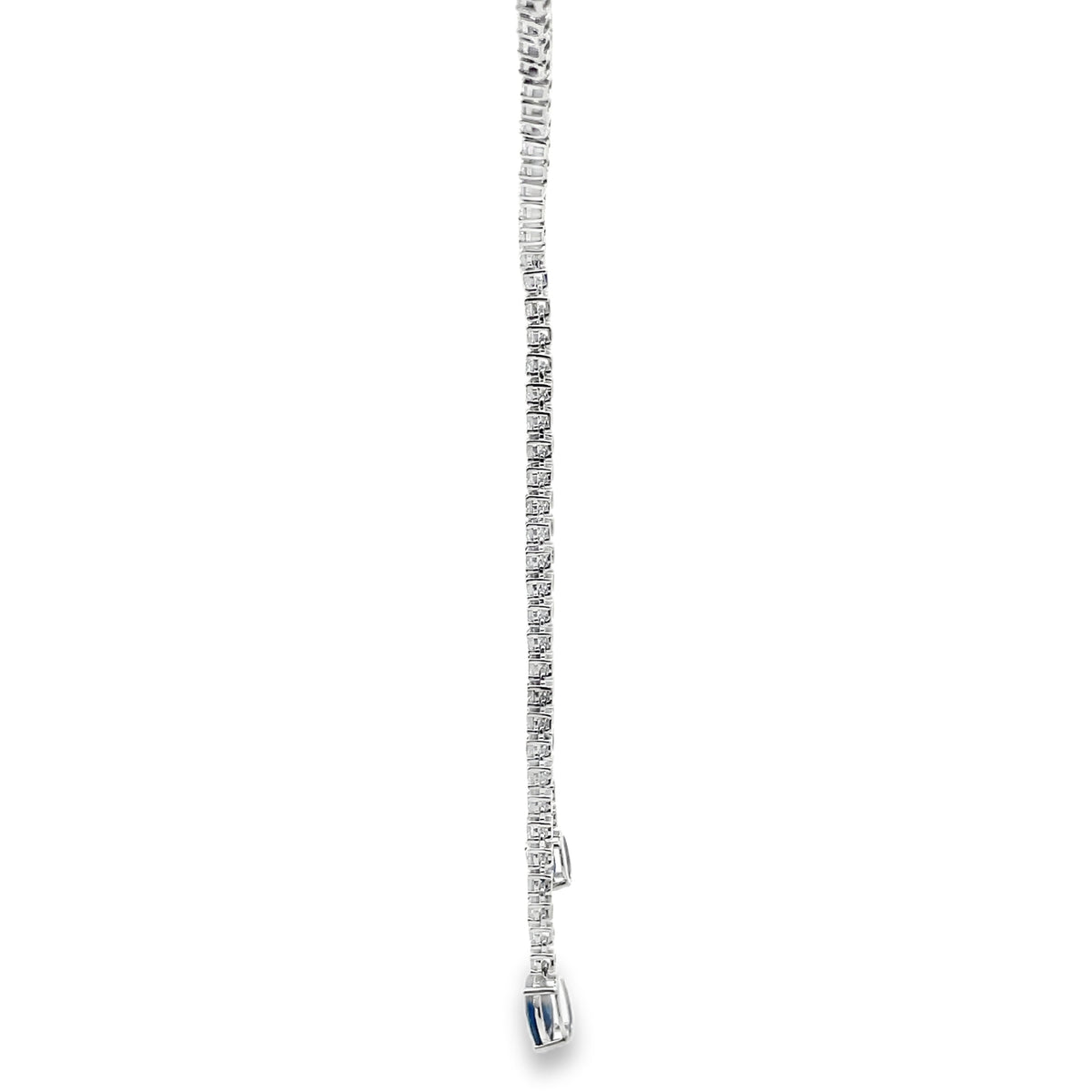 18K White Gold Lariat Diamond & Blue Sapphire Necklace
