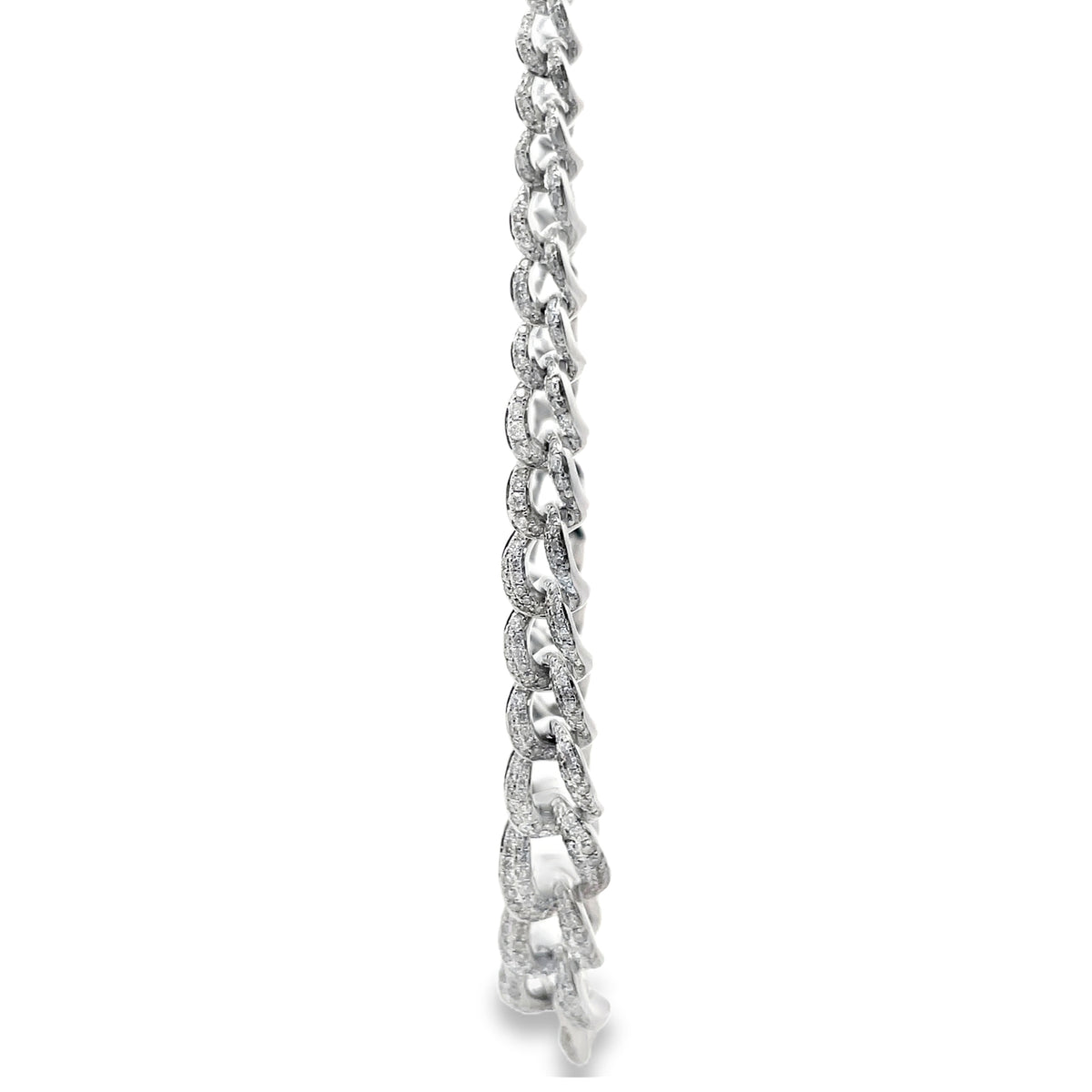 18K White Gold Curb Link Necklace with 3.48 Carat Diamonds