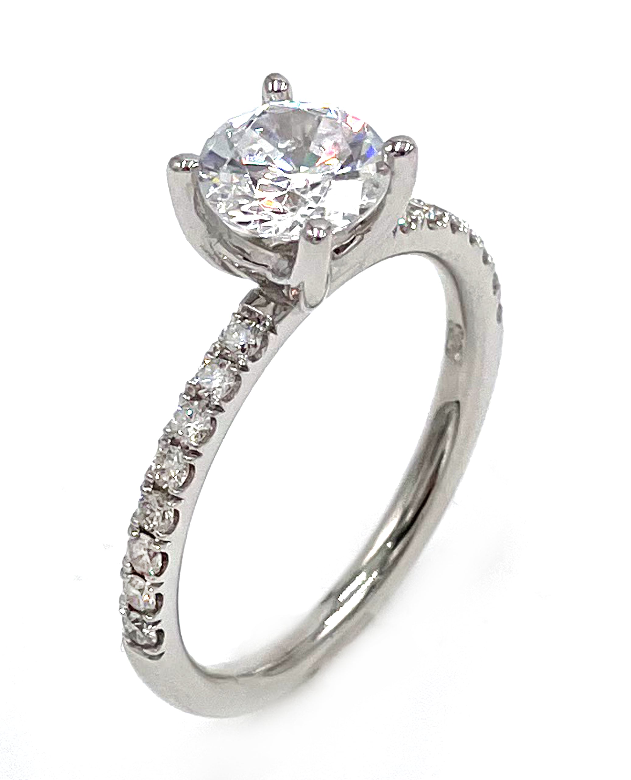 14K Solitaire Micro Pave Engagement Ring
