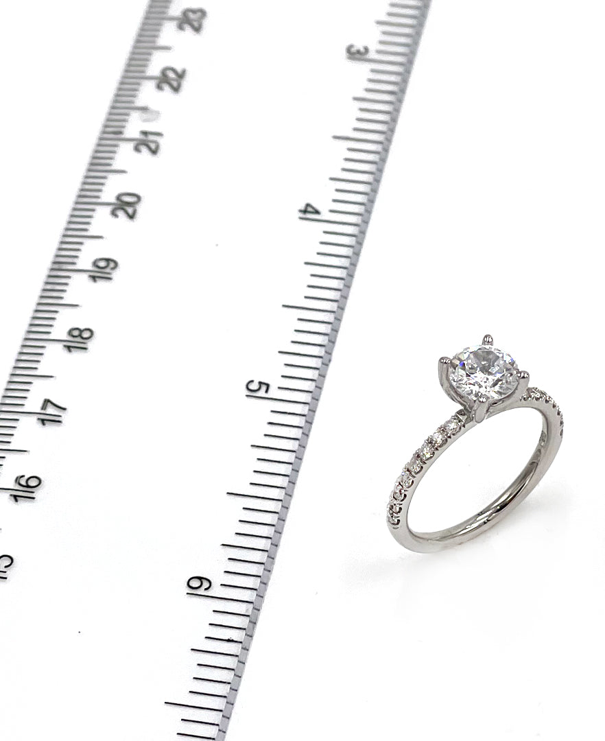 14K Solitaire Micro Pave Engagement Ring