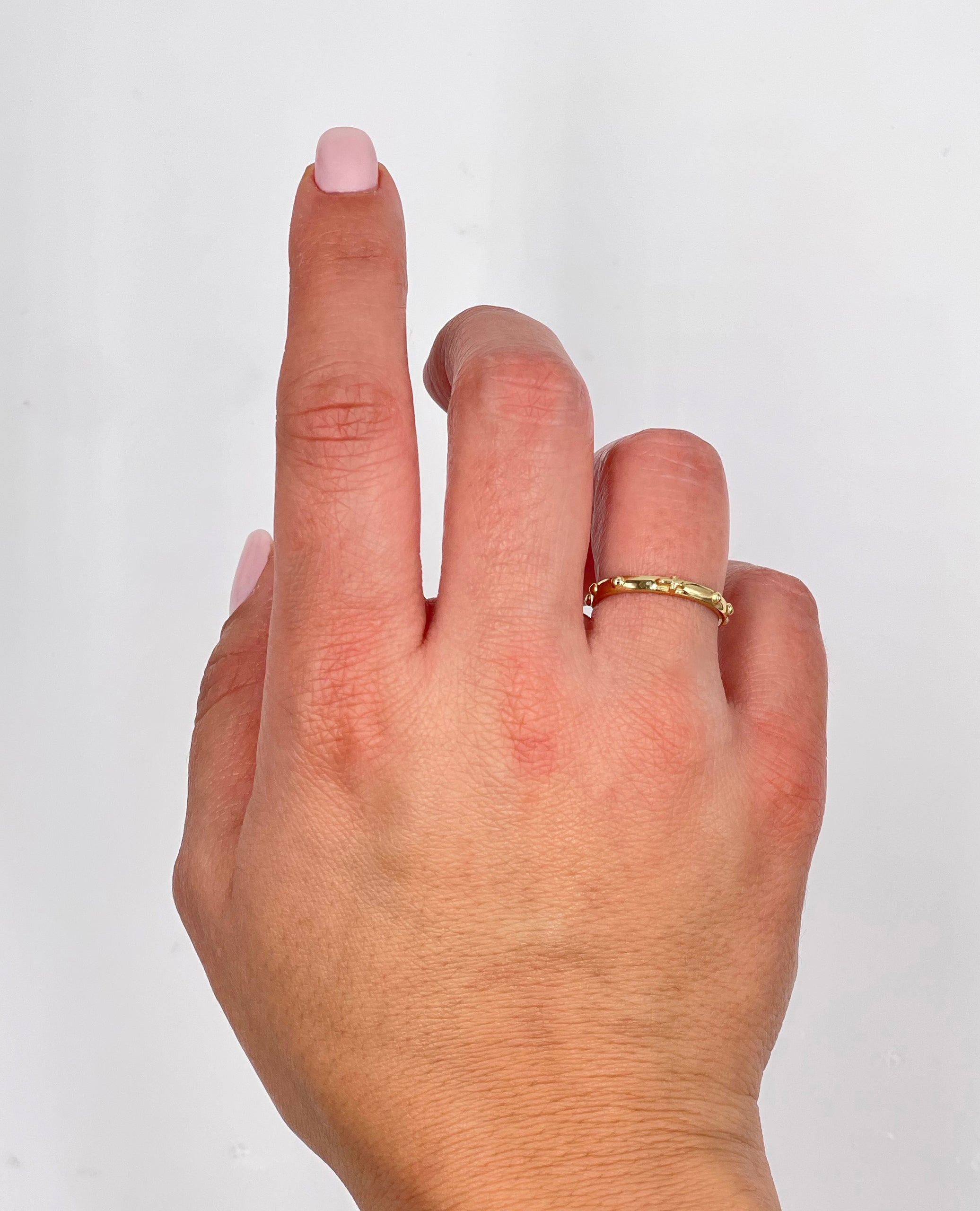 14K Yellow Gold Rosary Ring