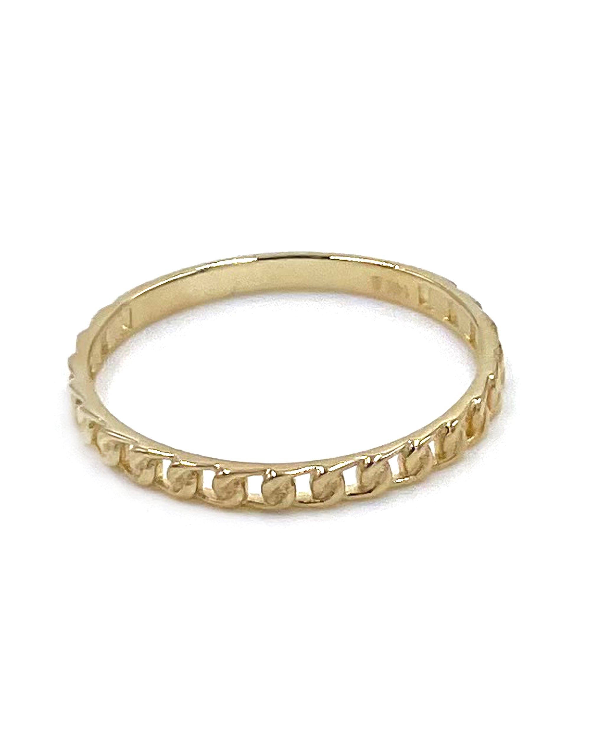 14K Yellow Gold 2 Millimeter Chain Link Ring