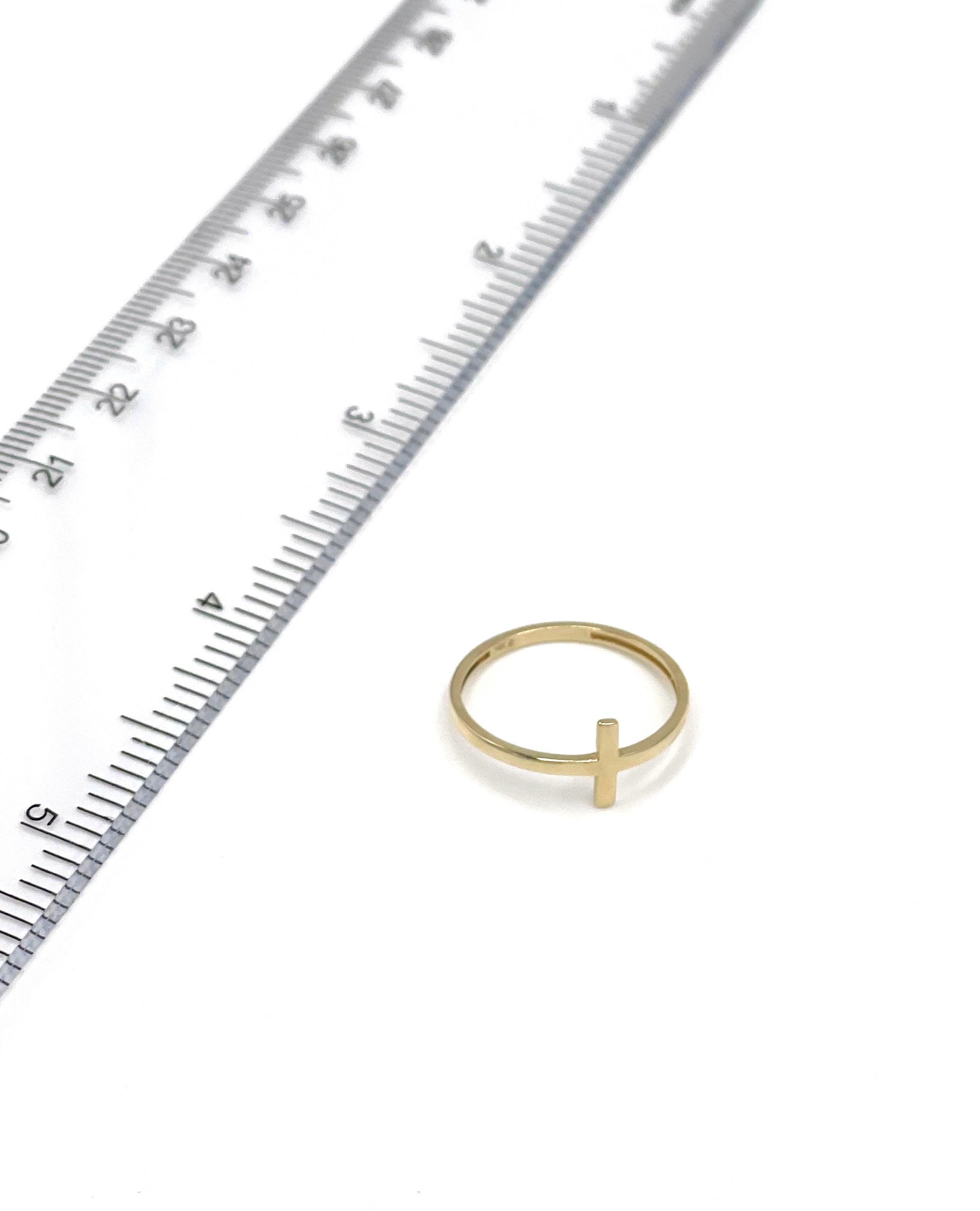 14K Yellow Gold Plain Cross Ring