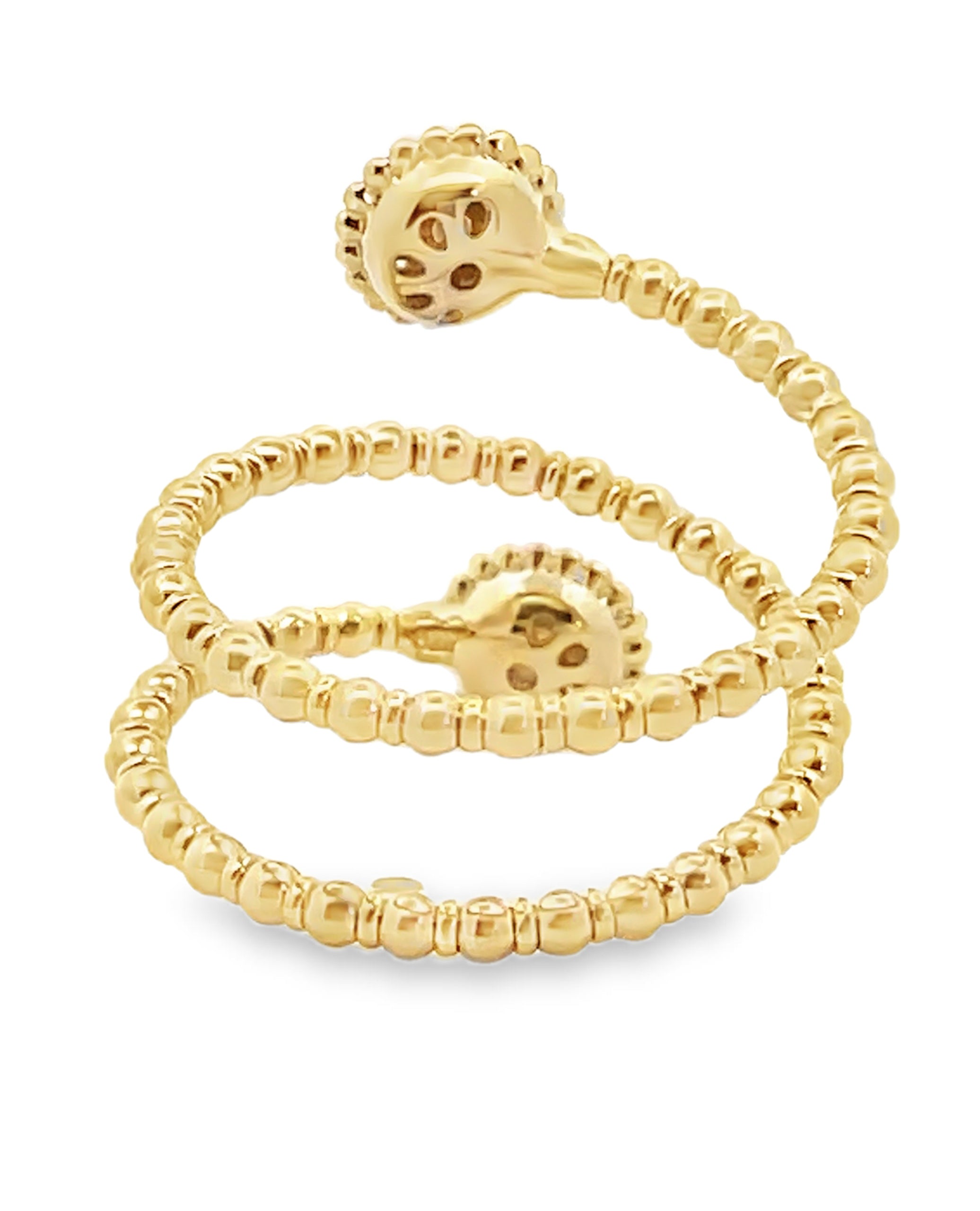 14K Yellow Gold Diamond Three Layer Spiral Flexible Ring