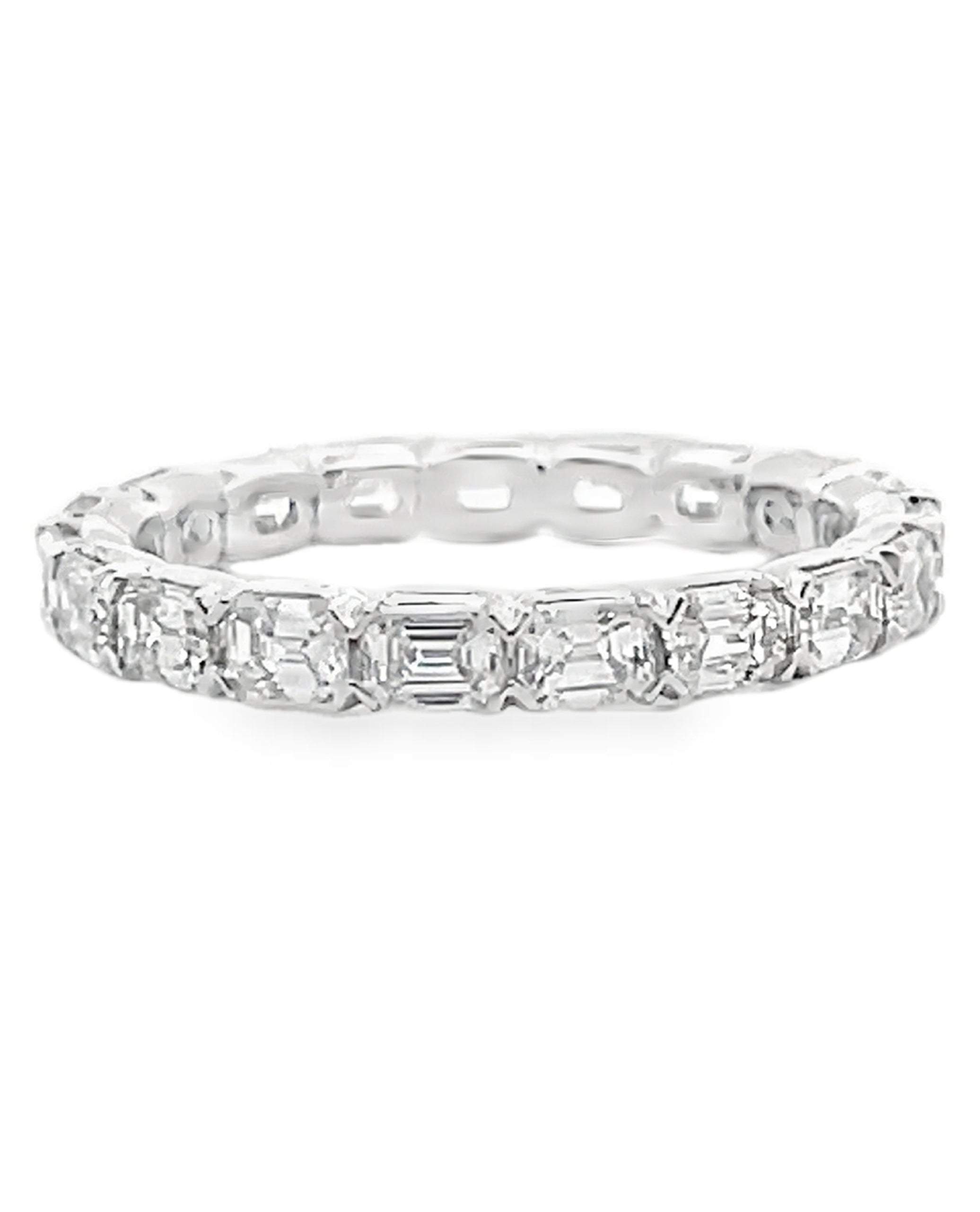 Eternity Band with 1.98 Carat Emerald cut Diamonds in 18K White Gold