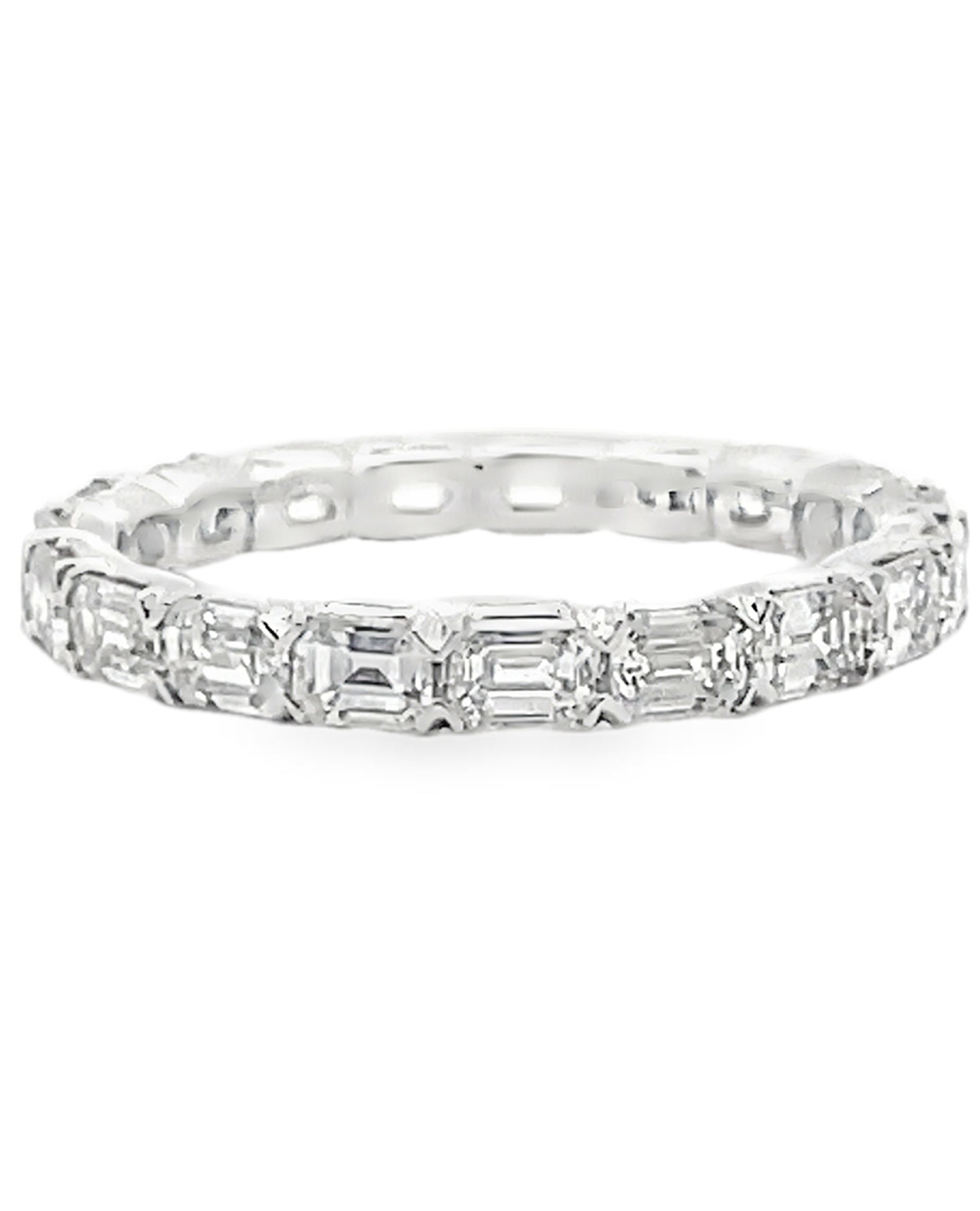 Eternity Band with 1.98 Carat Emerald cut Diamonds in 18K White Gold