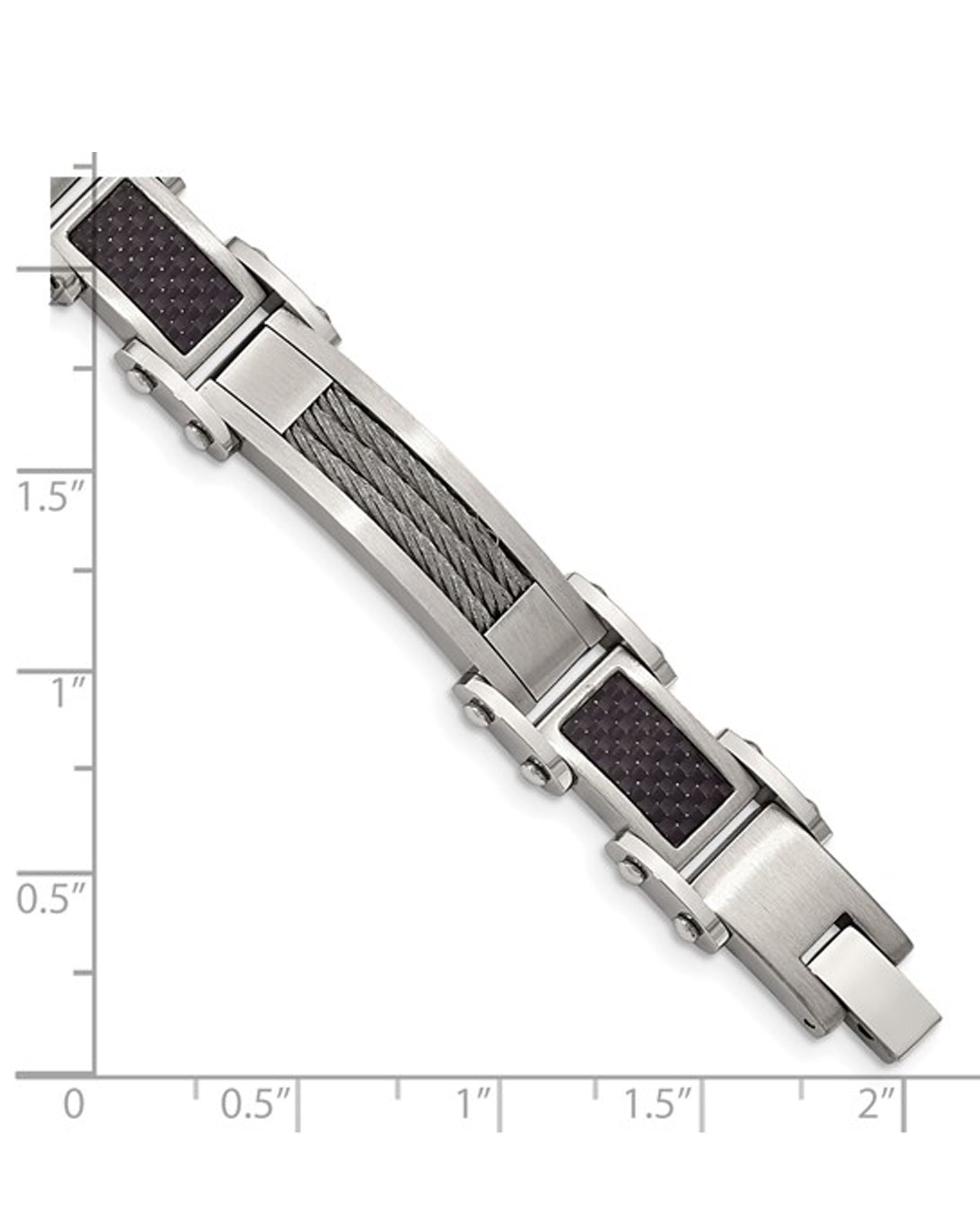 Stainless Steel Bracelet with Cable and Black Carbon Fiber