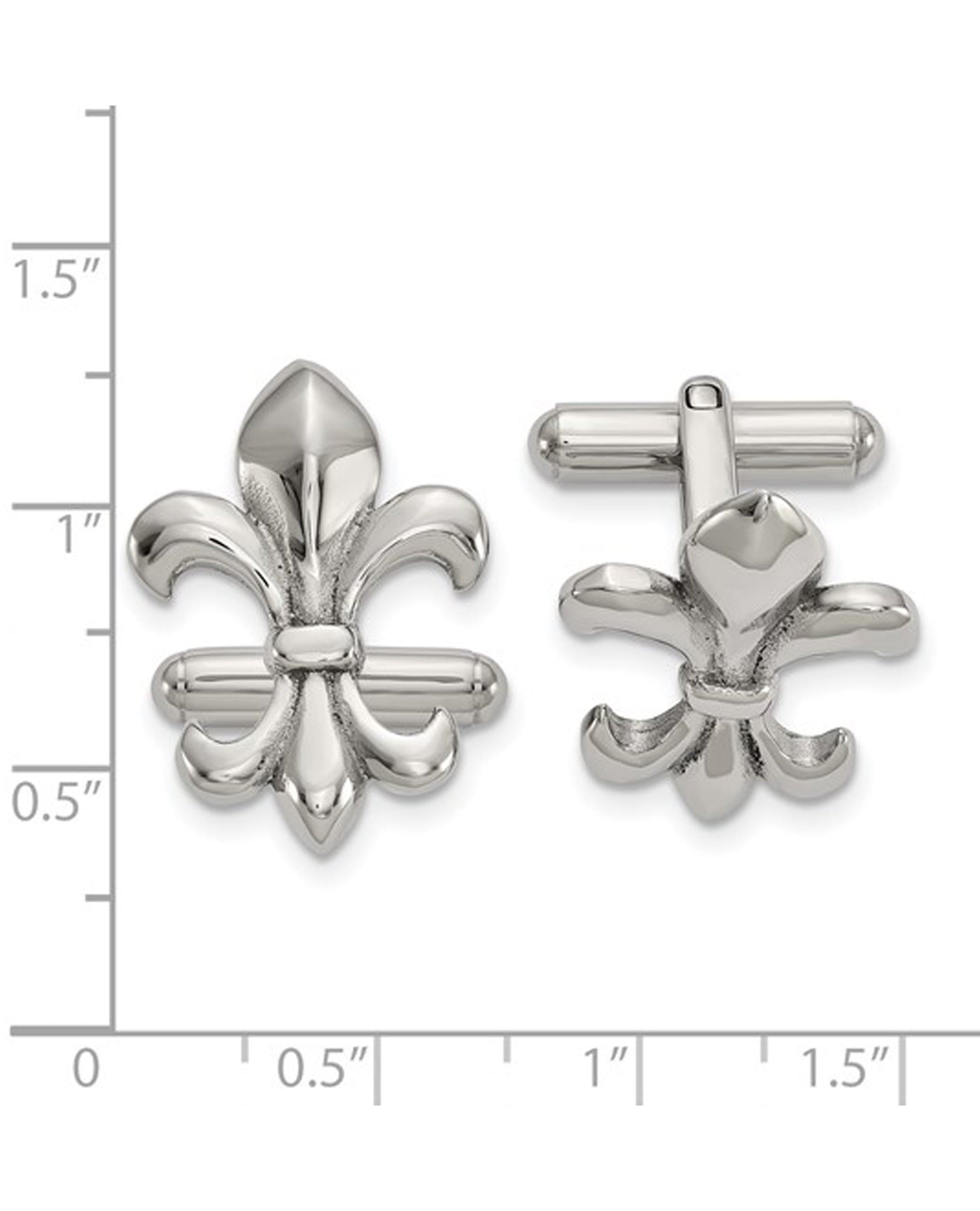 Stainless Steel Fleur De Lis Cuff Links with Hinged Back