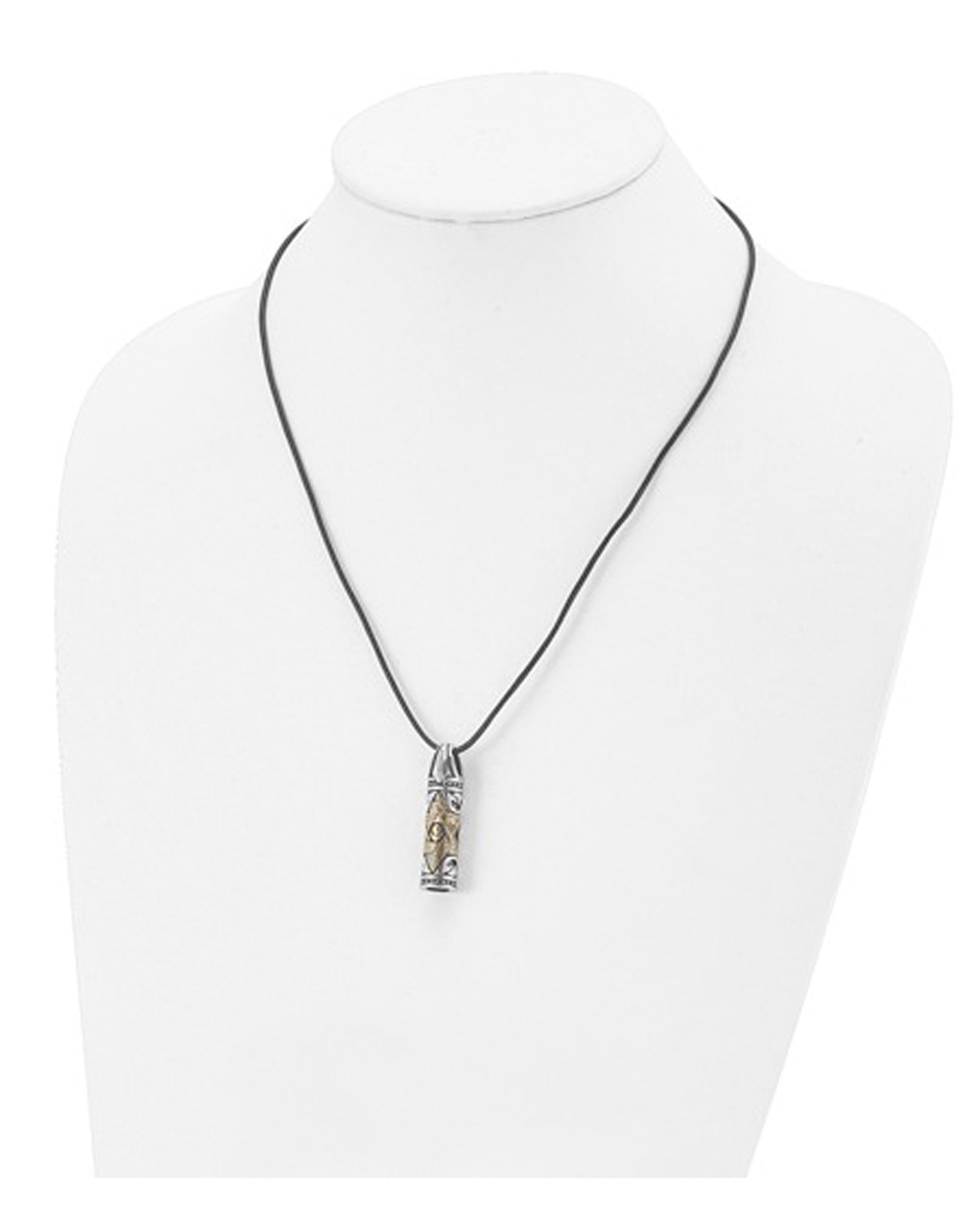 Chisel Stainless Steel Antiqued and Polished with the Accent Star of David Pendant on a 20 inch Leather Cord Necklace
