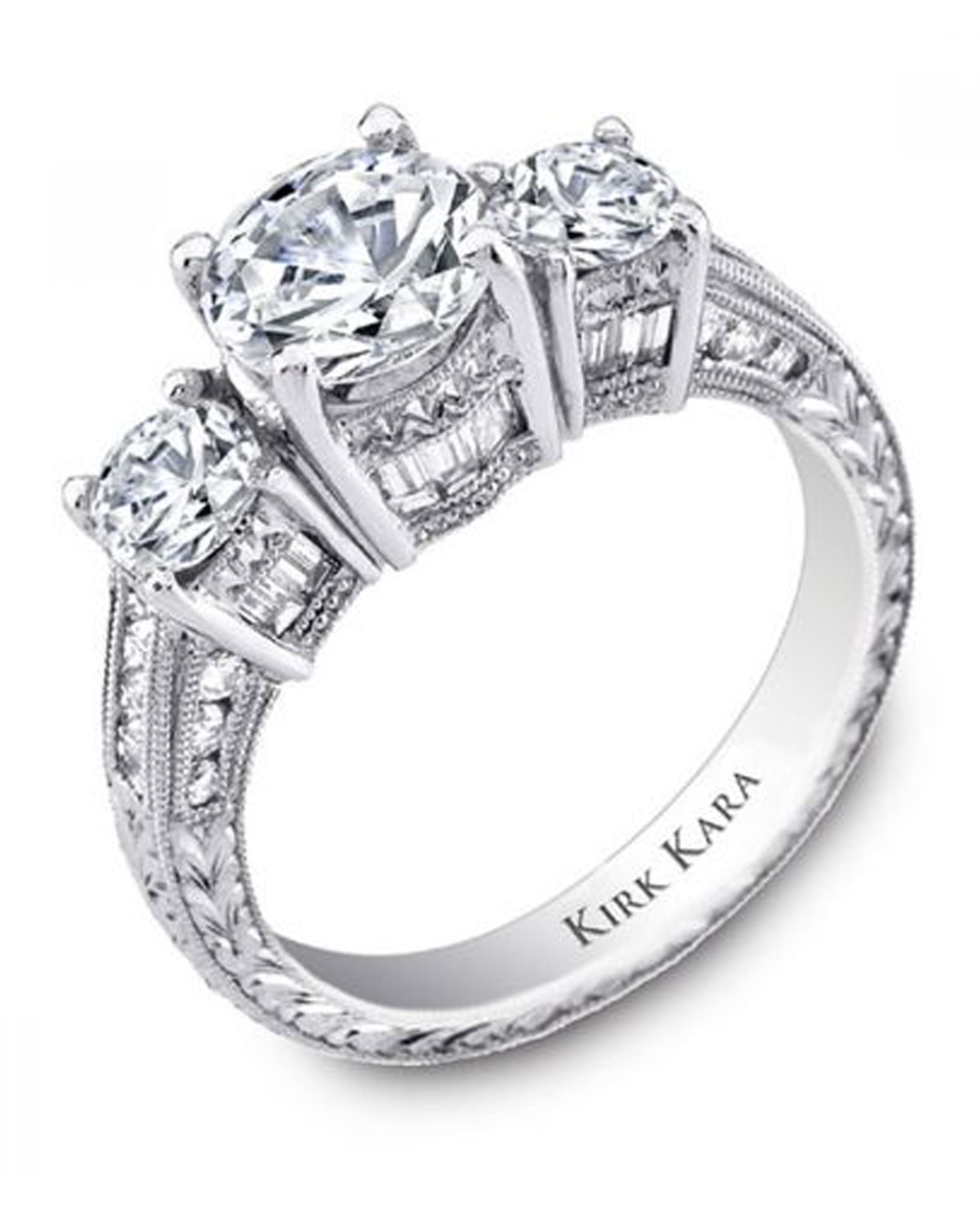 Kirk Kara SS6454B-RS Isabella 18K Hand Engraved Diamond Engagement Ring
