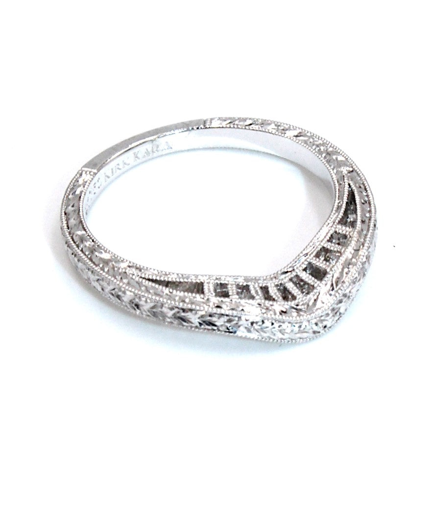 Kirk Kara SS6454B-BS Diamond Wedding Band with Hand Carving