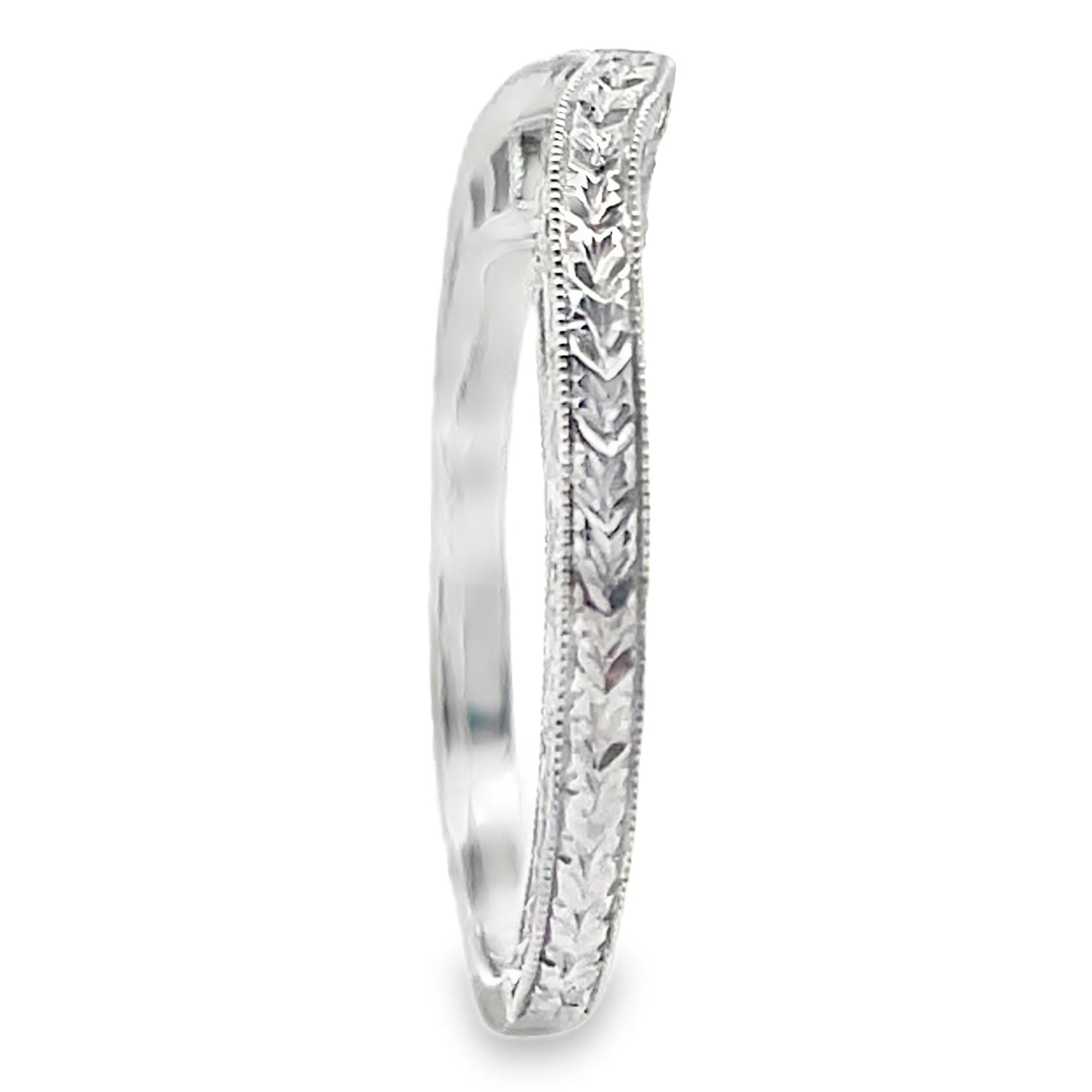 Kirk Kara SS6454B-BS Diamond Wedding Band with Hand Carving