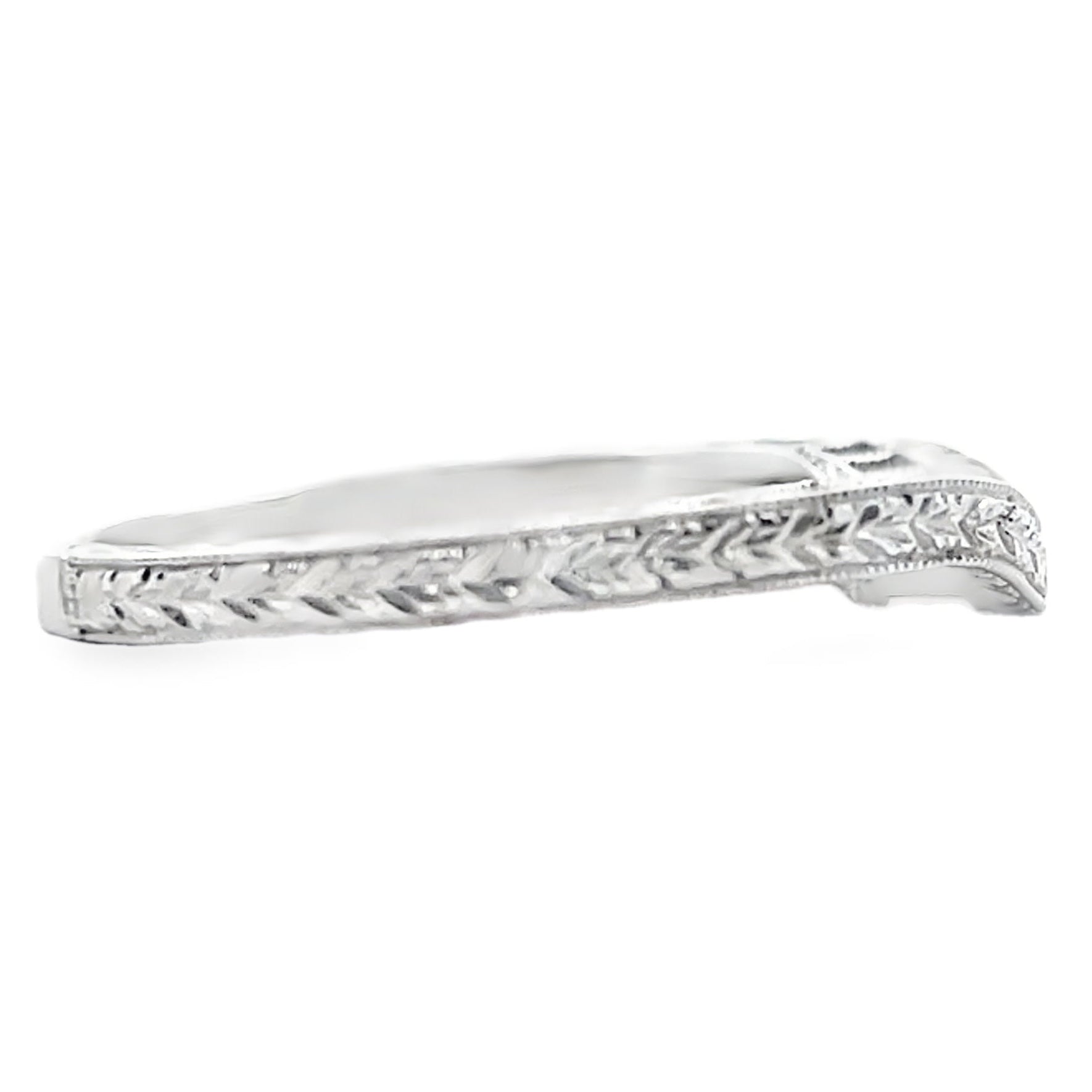 Kirk Kara SS6454B-BS Diamond Wedding Band with Hand Carving