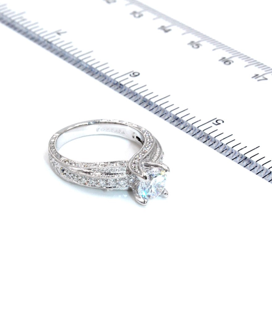 Kirk Kara SS6625 Stella Diamond Engagement Ring Hand Engraved with Beading