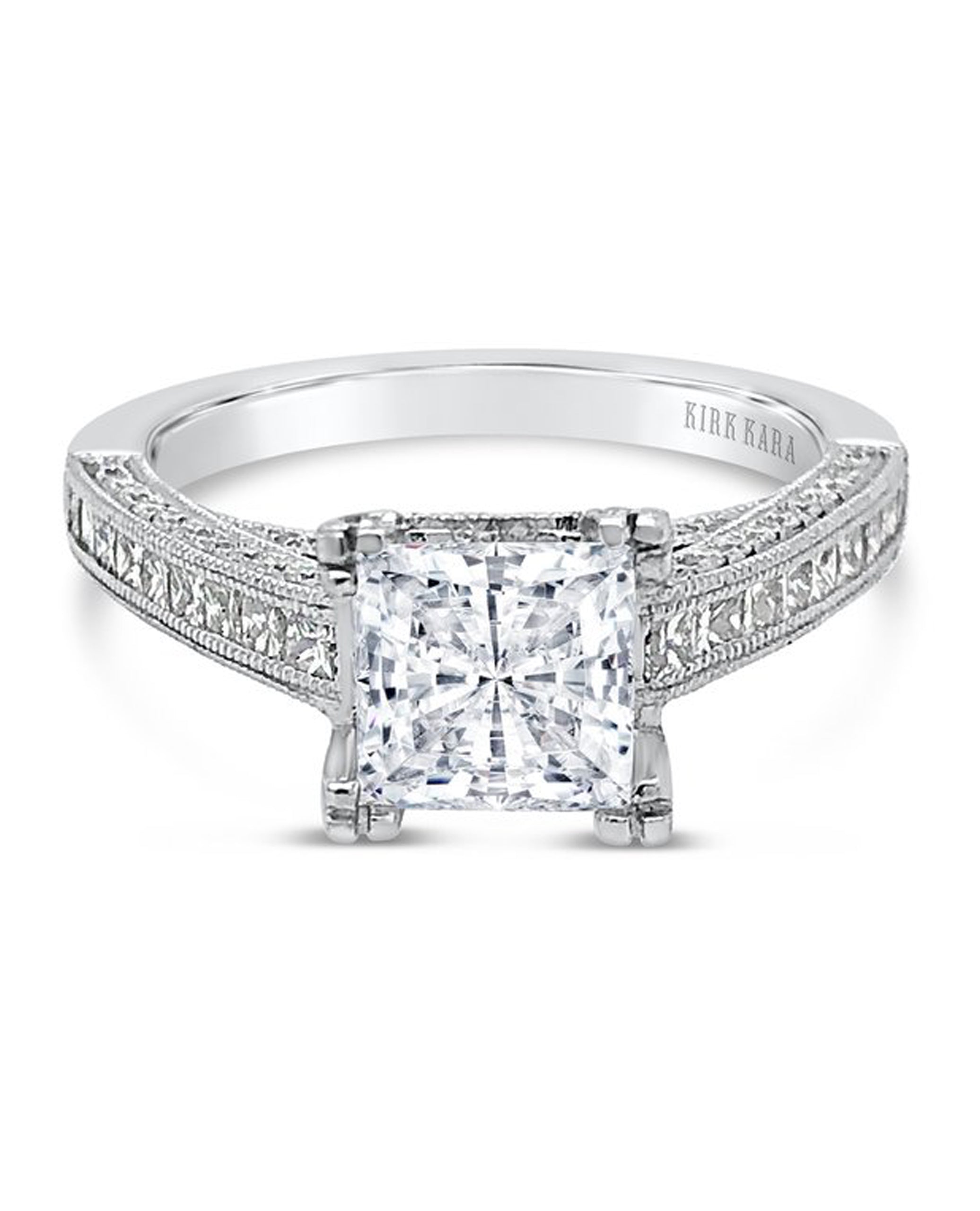 Kirk Kara SS6916-RH Carmella 18K White Gold Engagement Ring with Diamonds