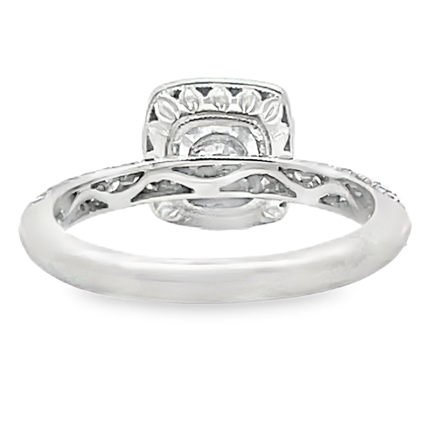 Kirk Kara SS6934-R Carmella 18K White Gold Hand Engraved Engagement Ring with Round Diamonds