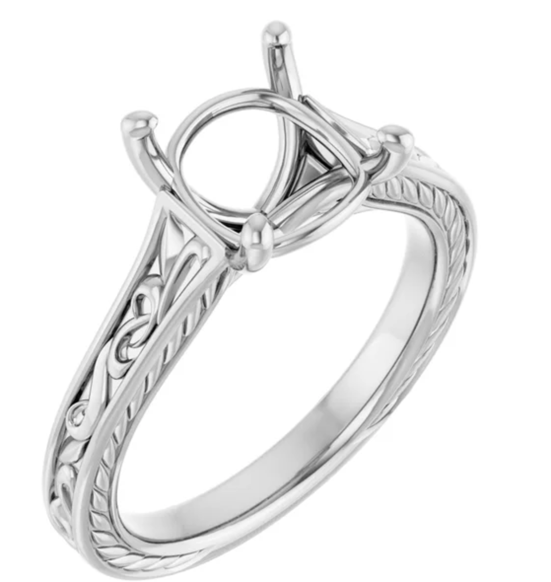 Continuum Sterling Silver 8 mm Cushion Solitaire Engagement Ring Mounting (Customized)