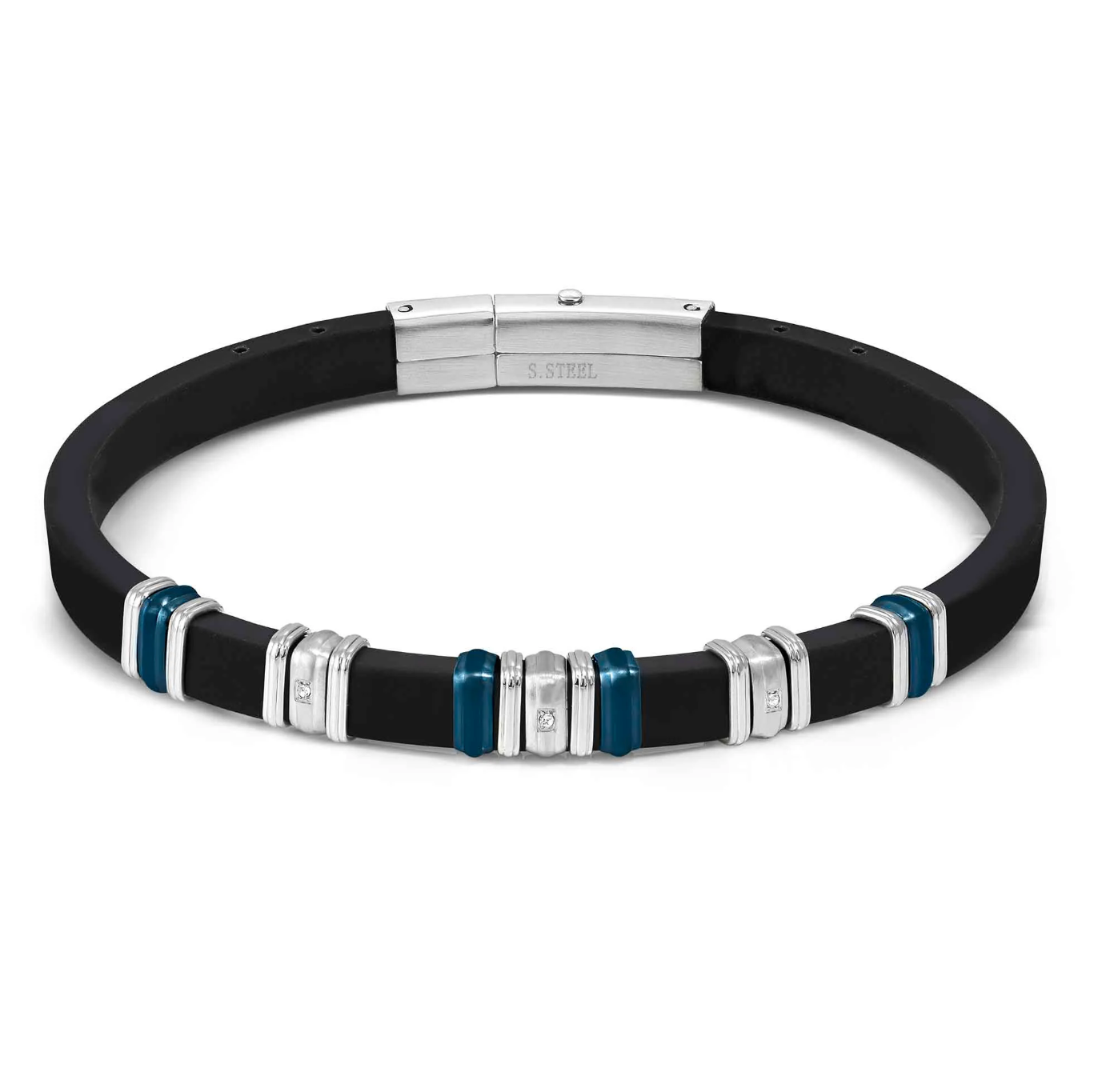 Nomination 028821/058 City Energy Rubber Bracelet - Steel and Blue Color
