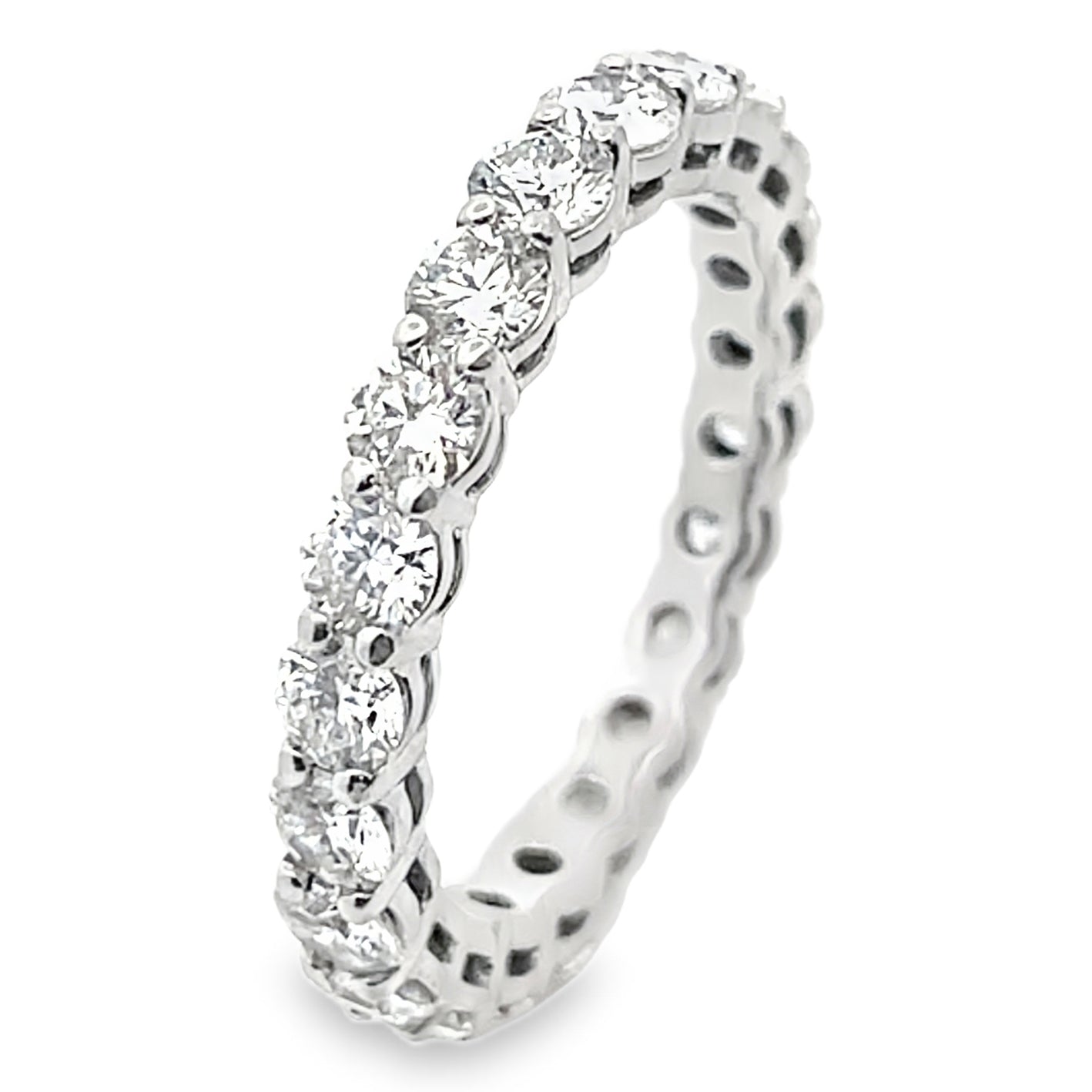 14K White Gold Shared Prong Diamond Eternity Band 2.30 carats