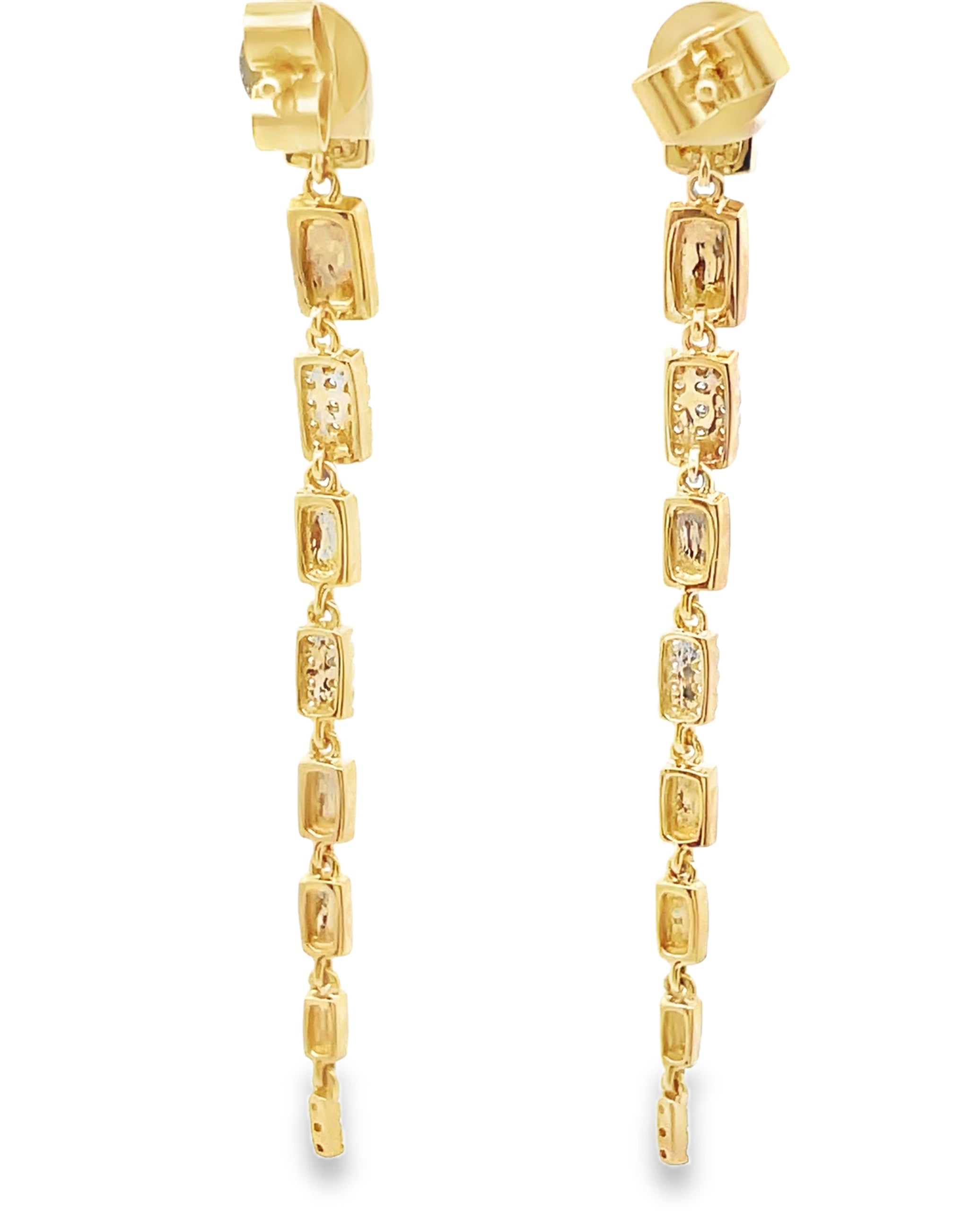 14K Yellow Gold Diamond Dangle Earrings