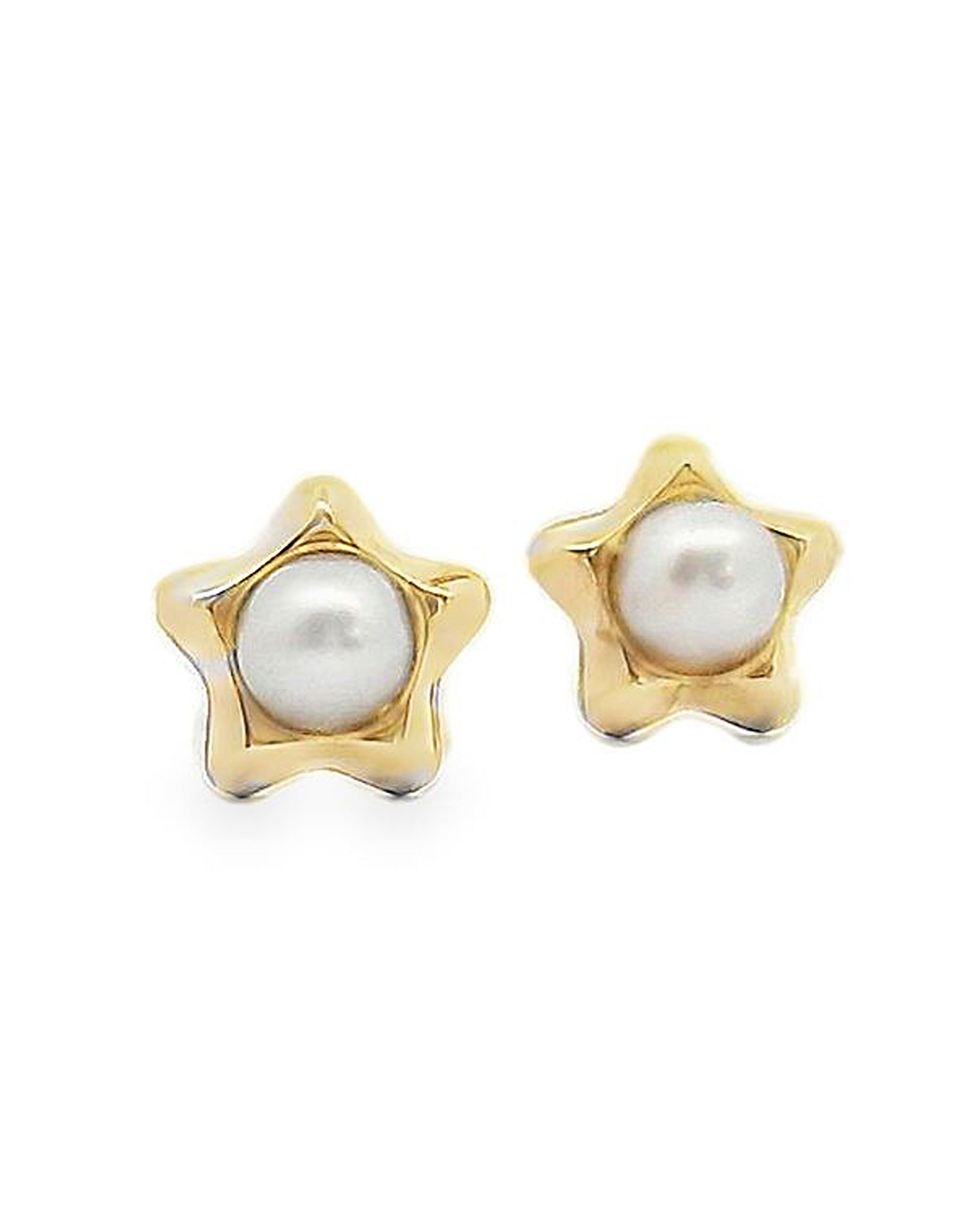 14K Yellow Gold Star Screwback Earrings