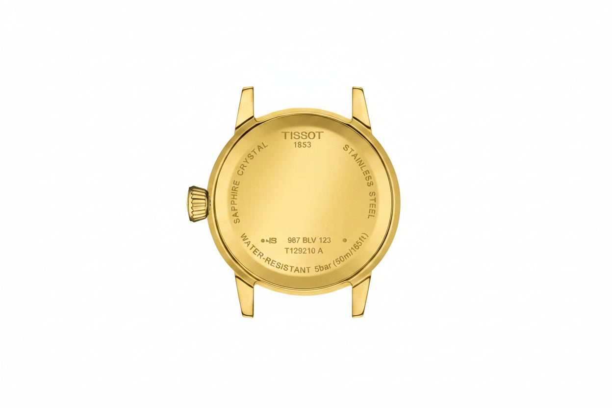 Tissot T129.210.33.263.00 Classic Dream 28mm Gold Color Watch with Black Roman Numerals and Gold Color Dial