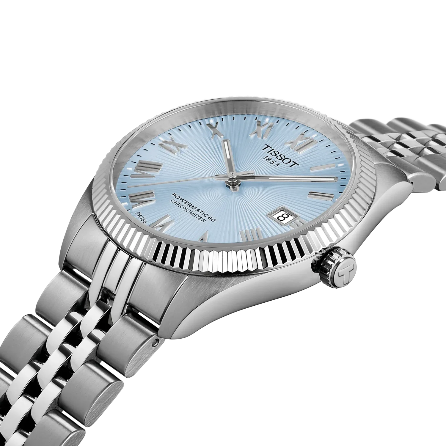 Tissot T156.408.11.353.00 Ballade 39mm Watch with Ice Blue Dial and Automatic Movement
