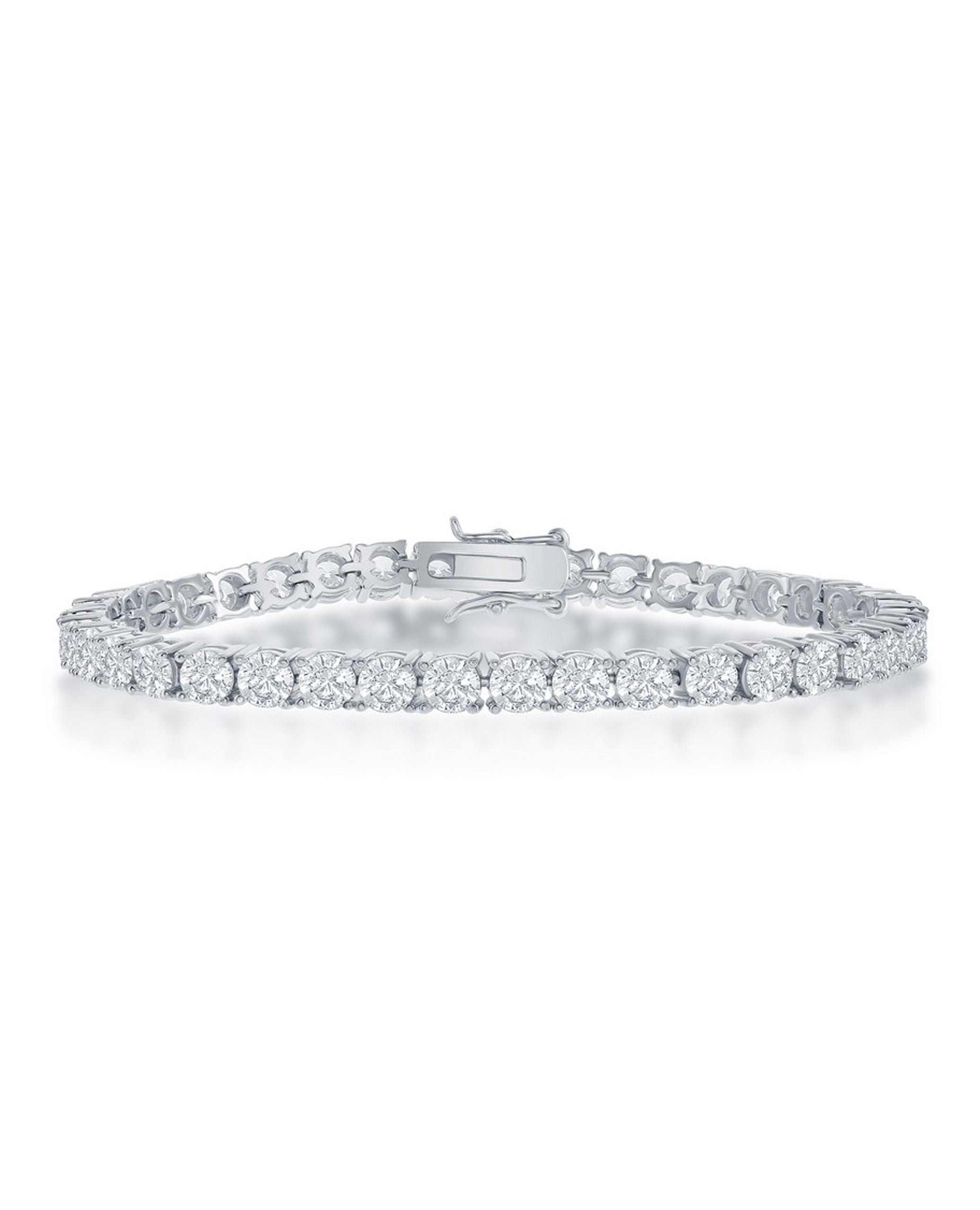 Sterling Silver Tennis Bracelet - 4mm Wide