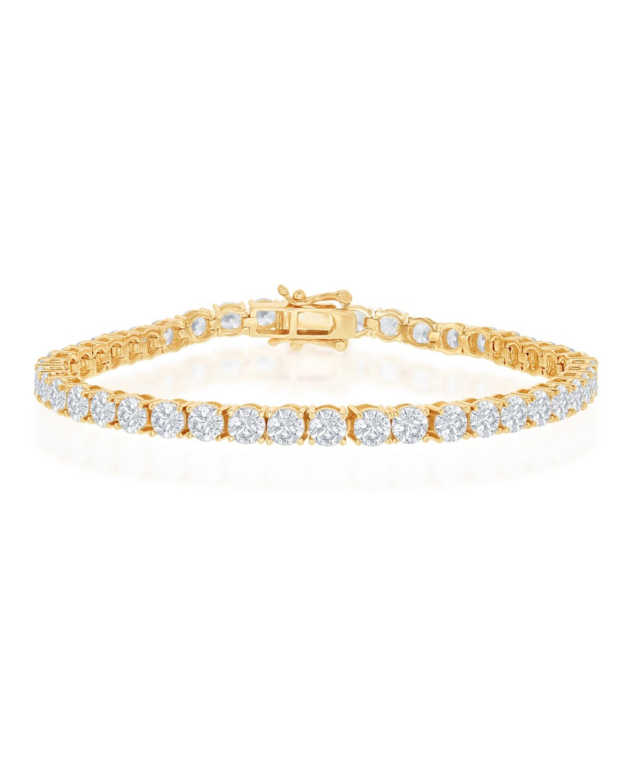 Sterling Silver and Gold Plated Tennis Bracelet - 4mm Wide