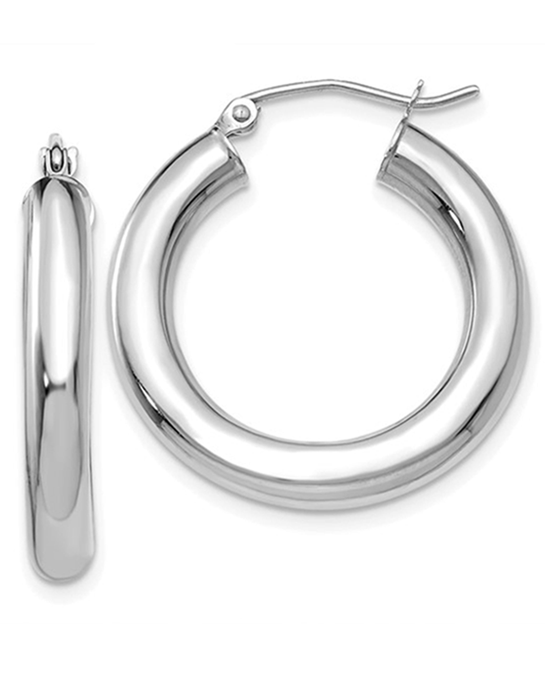 14K White Gold 4mm Tube Hoop Earrings