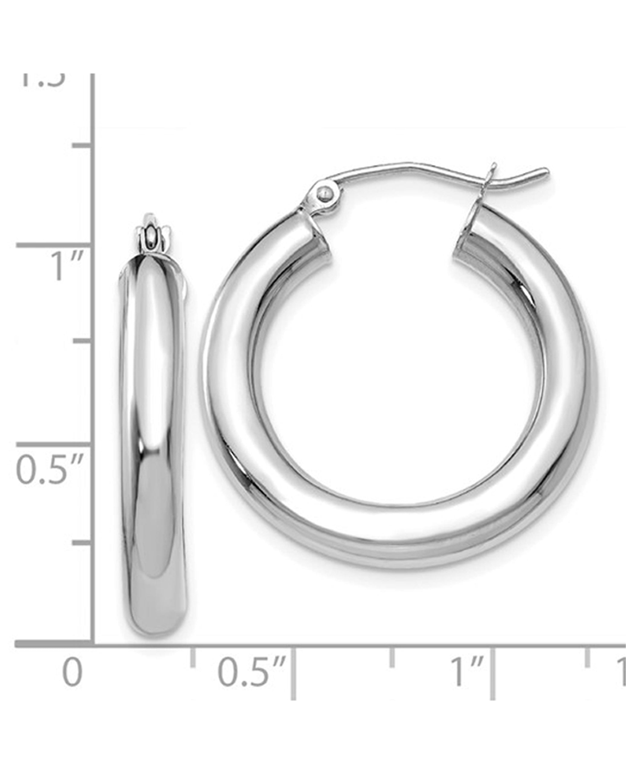 14K White Gold 4mm Tube Hoop Earrings