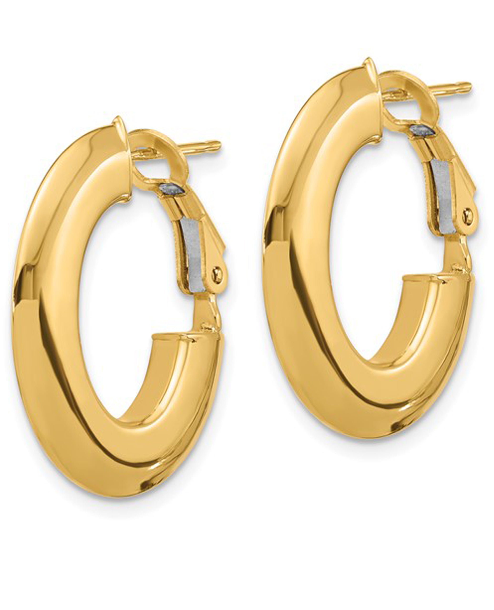 14K Yellow Gold Knife Edge Oval Hoop Earrings