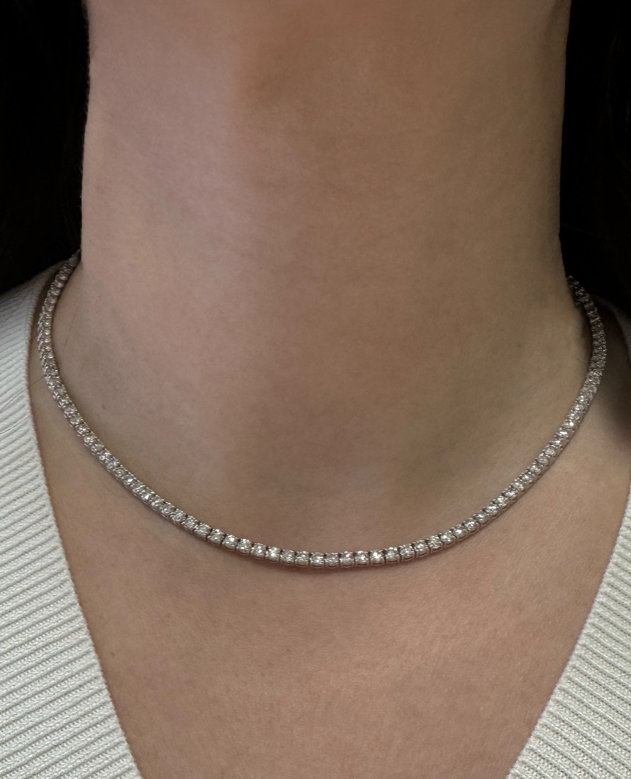 14K White Gold Lab Grown Tennis Necklace