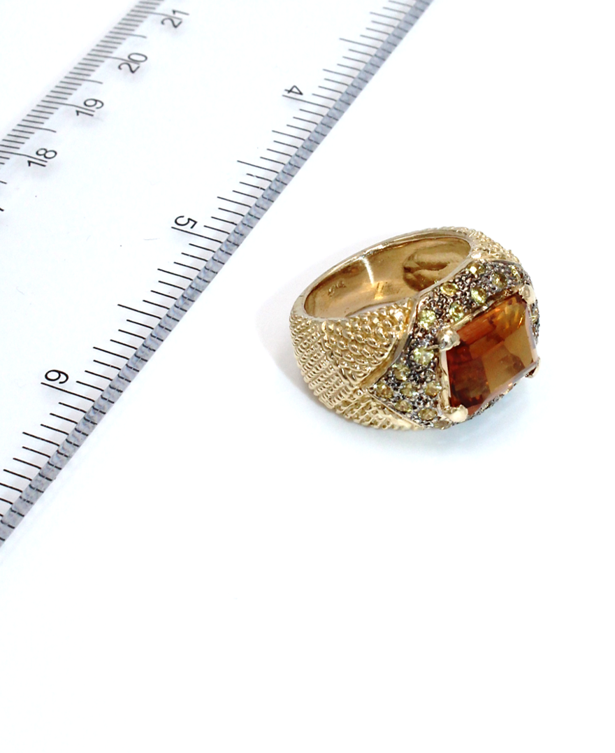 Topaz Ring with 1.19 Carats Yellow Sapphires in 14k Gold
