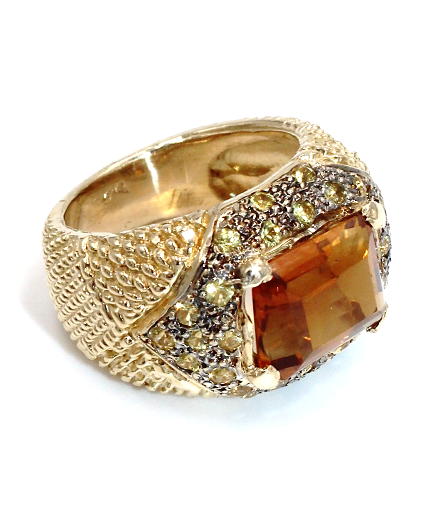 Topaz and Yellow Sapphire Ring in 14k Gold