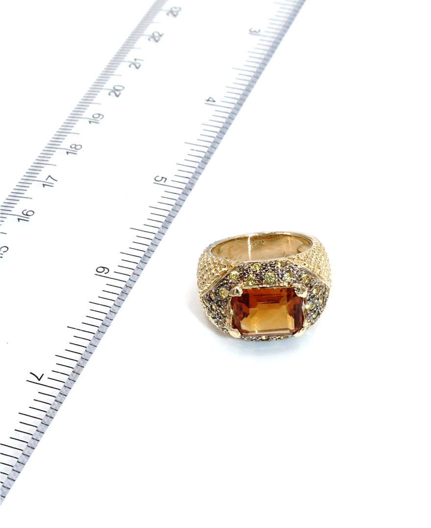 Topaz and Yellow Sapphire Ring in 14k Gold