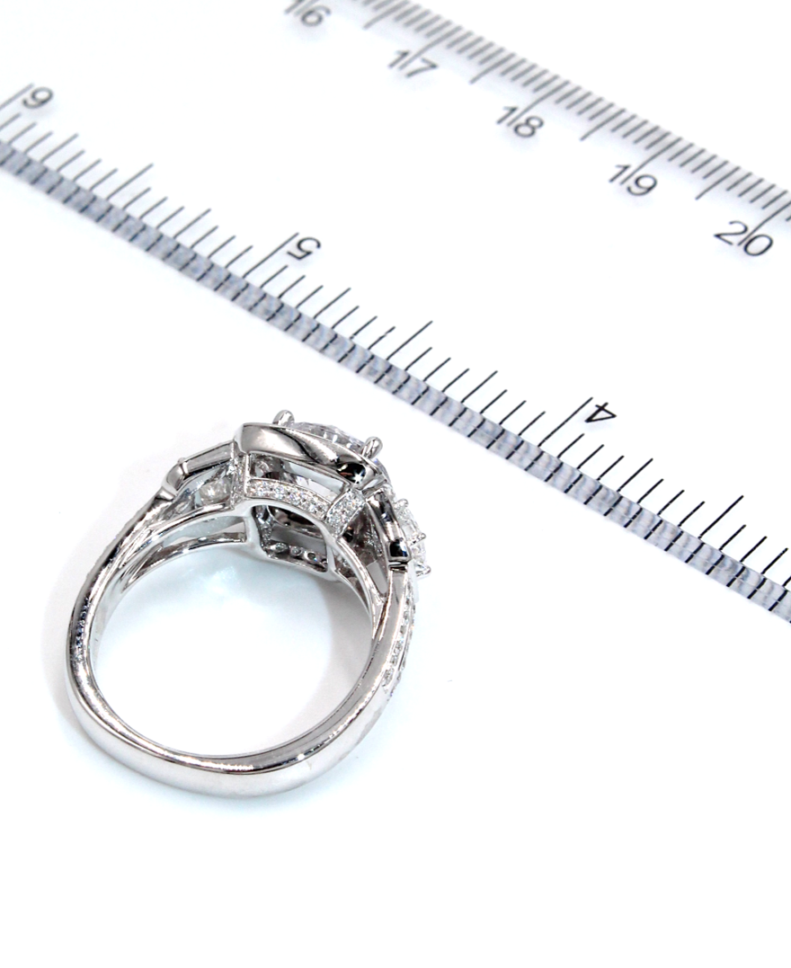 Simon G. TR484 Three Stone Engagement Ring in 18K White Gold