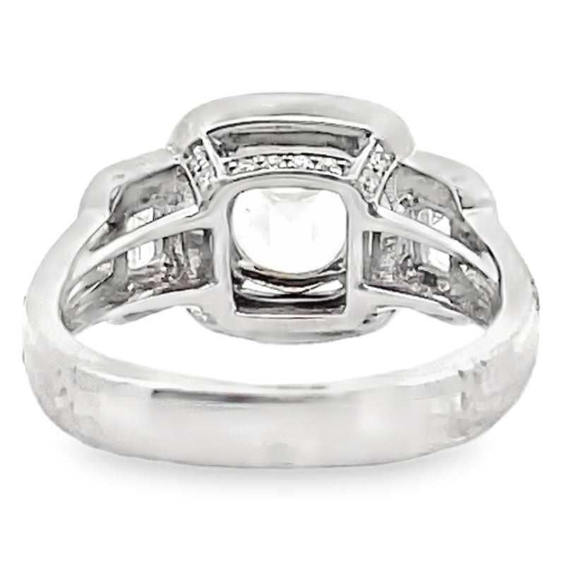 Simon G. TR484 Three Stone Engagement Ring in 18K White Gold
