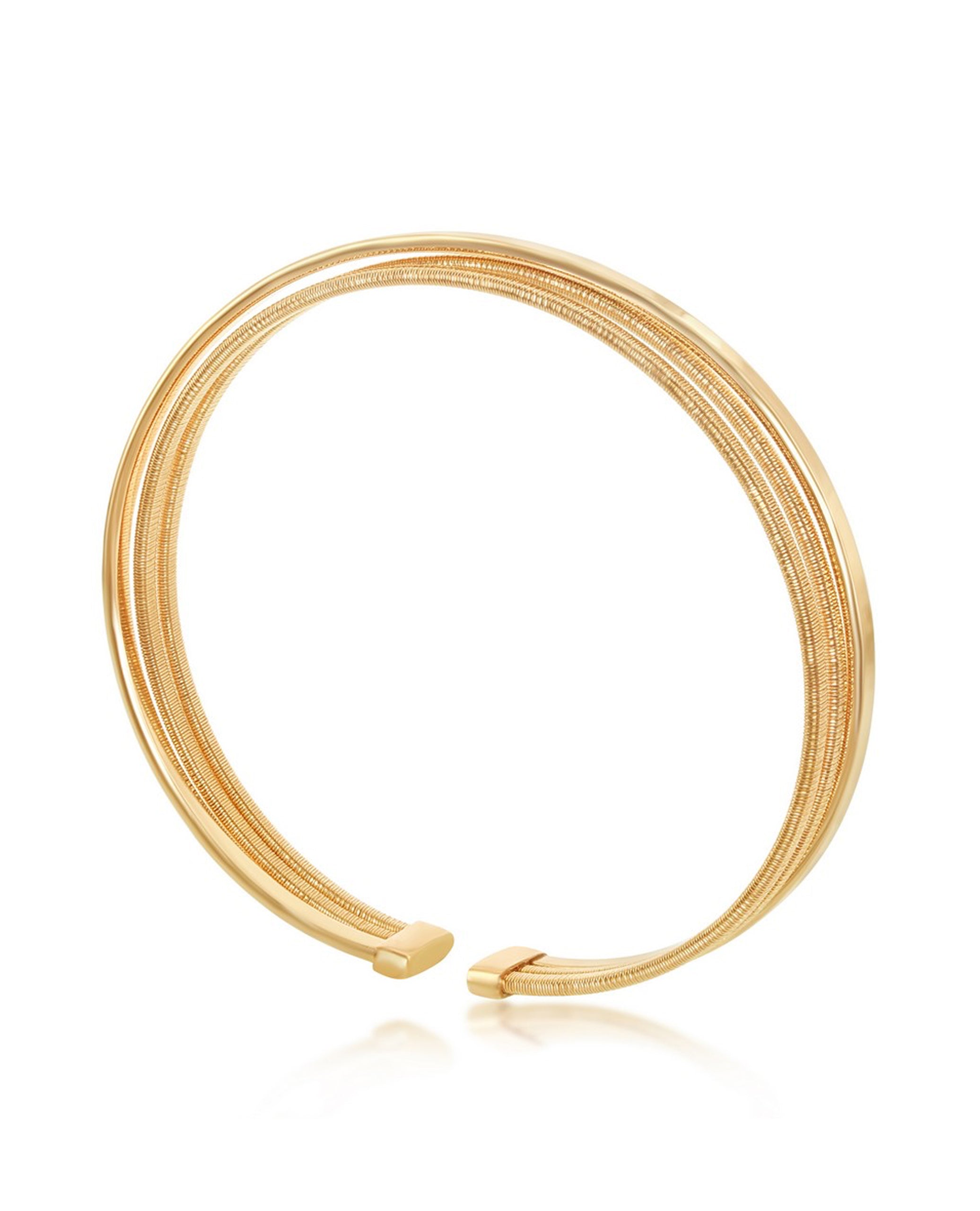 Sterling Silver and Yellow Gold Plated Wire Bangle Bracelet