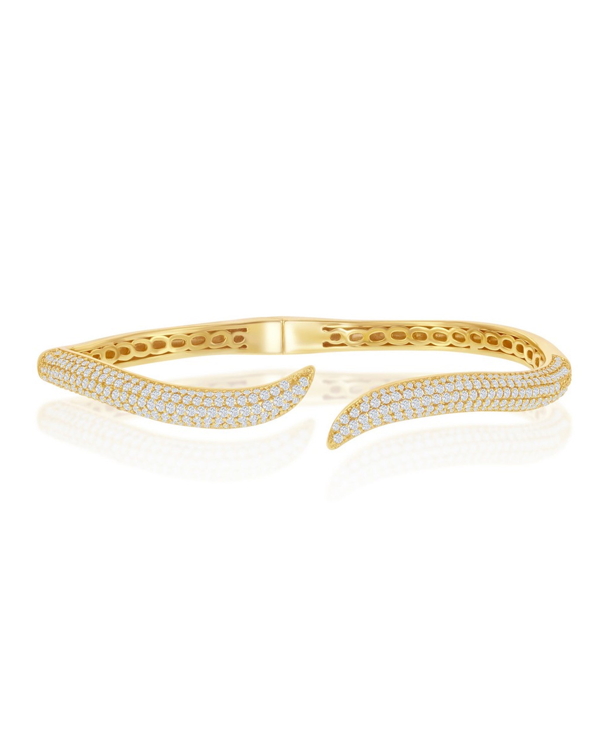 Sterling Silver Hinged Bangle Bracelet with Gold Plating