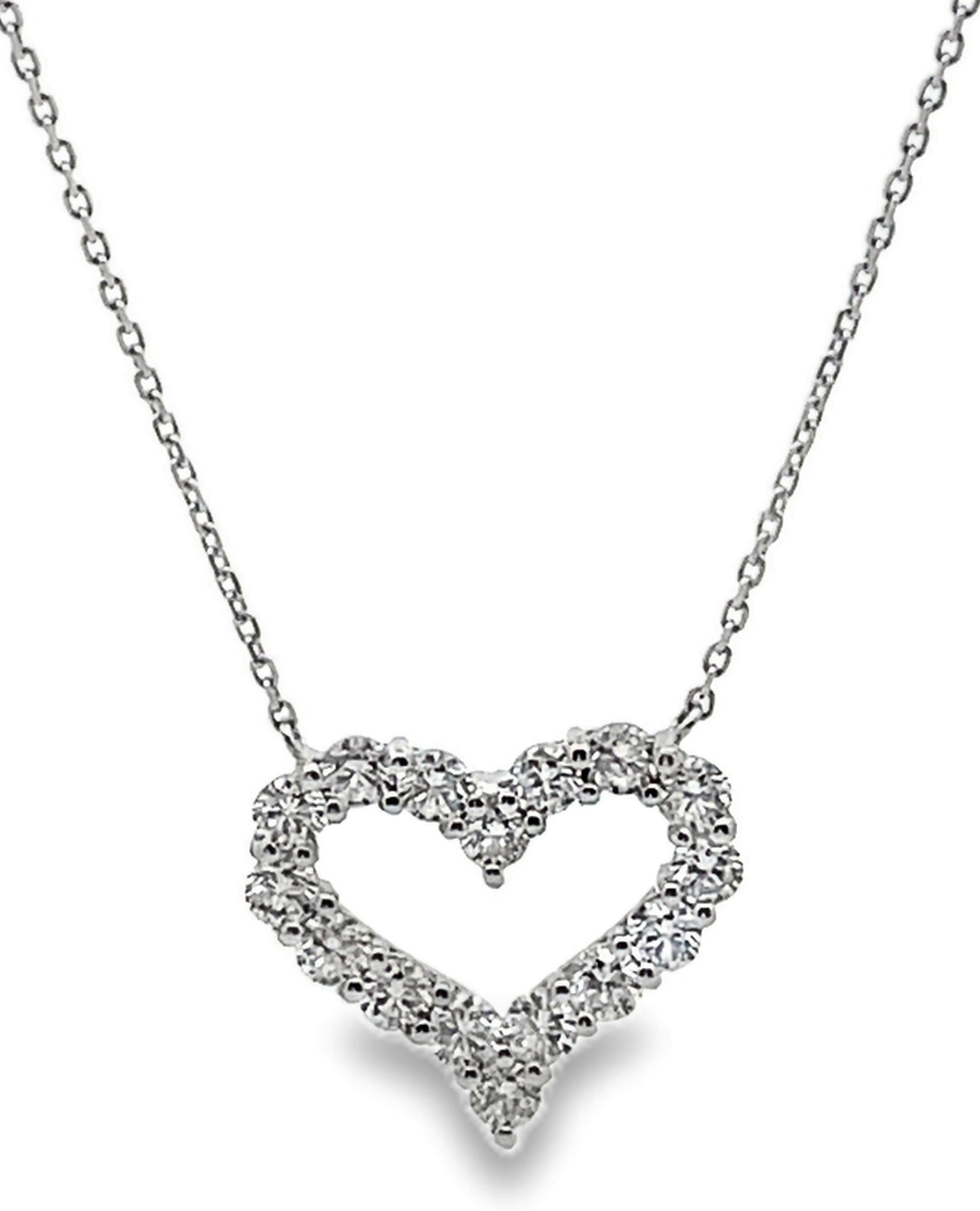 18K White Gold 0.73 carat Diamond Heart Necklace