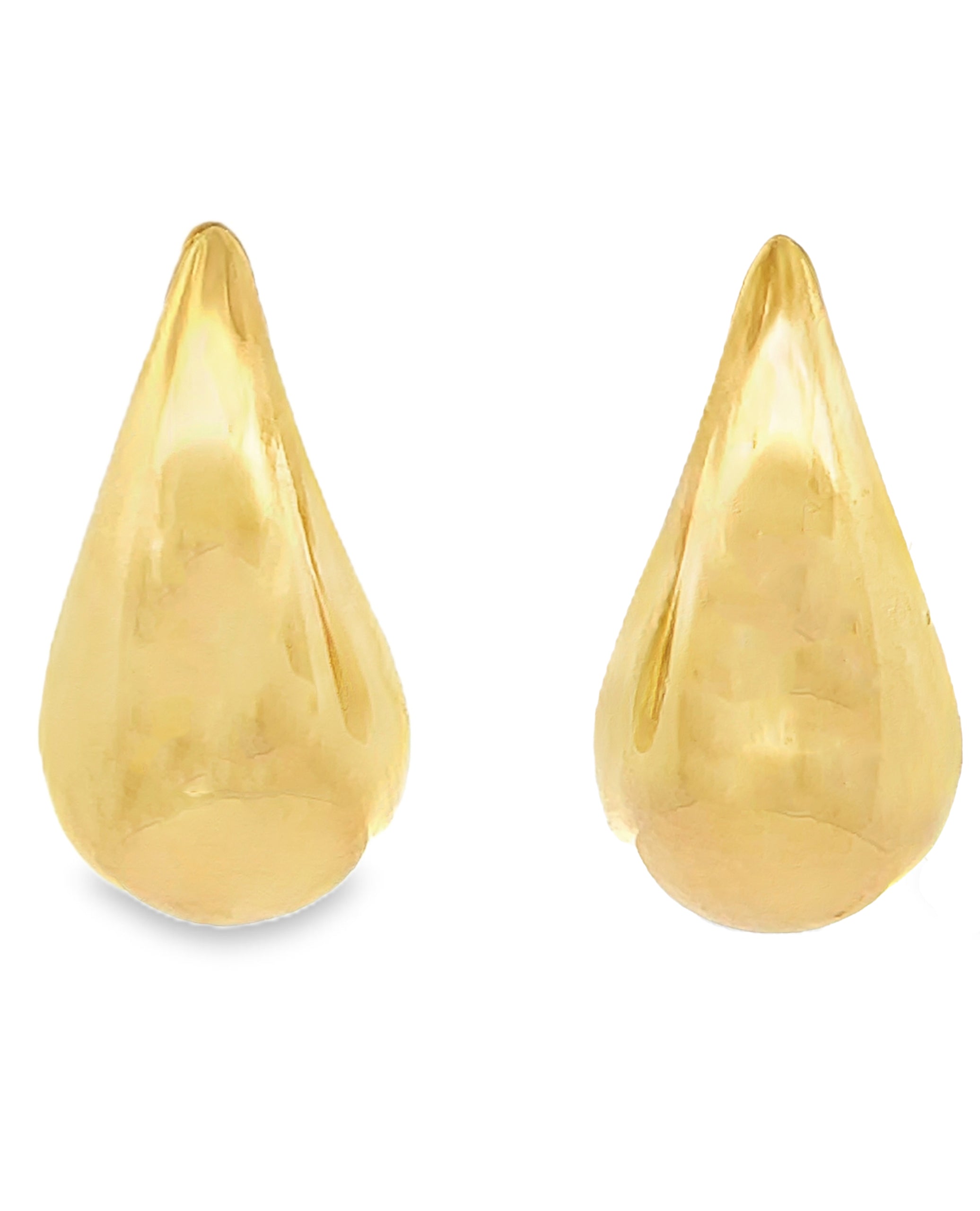 18K Yellow Gold Teardrop Drop Earrings
