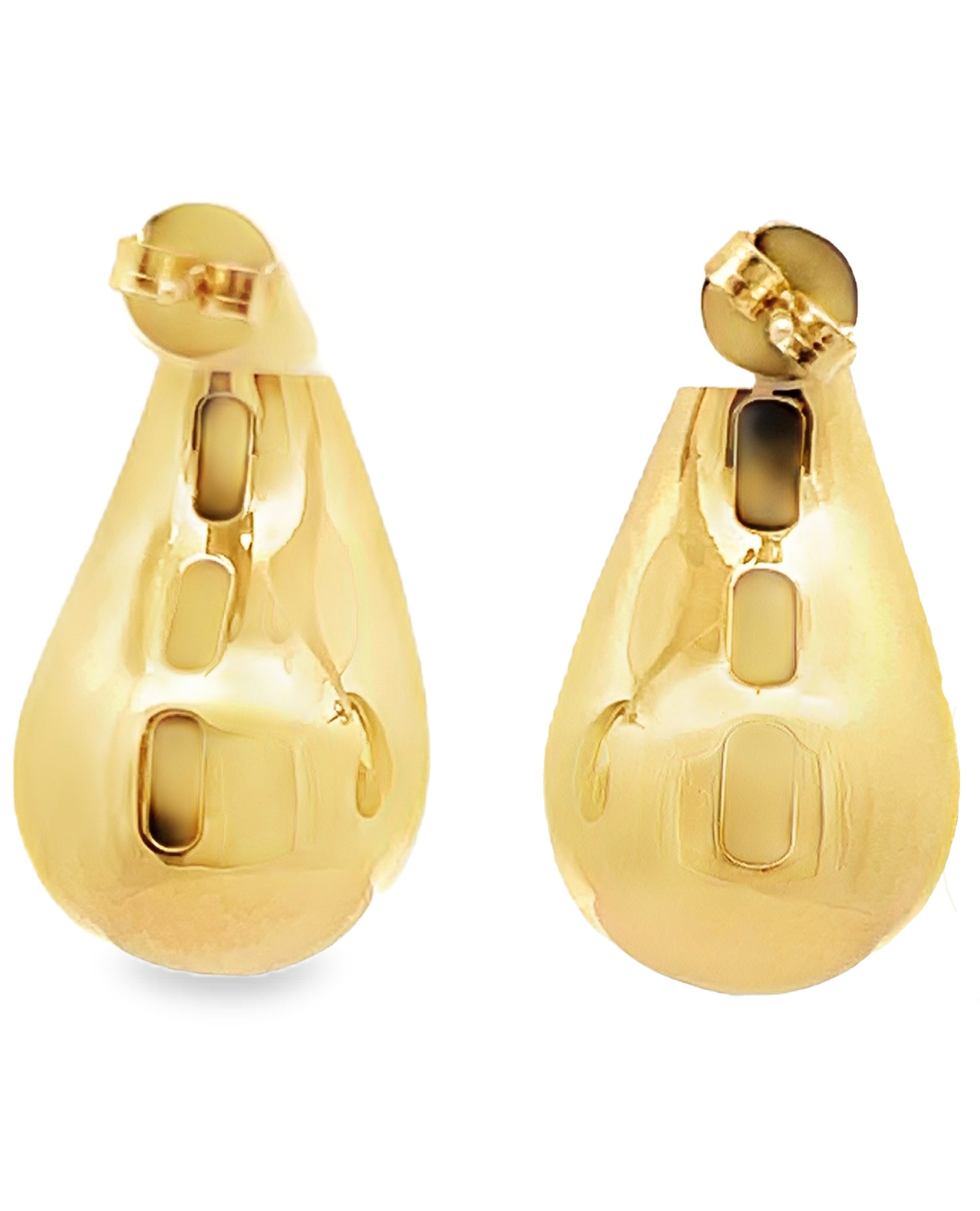 18K Yellow Gold Teardrop Drop Earrings