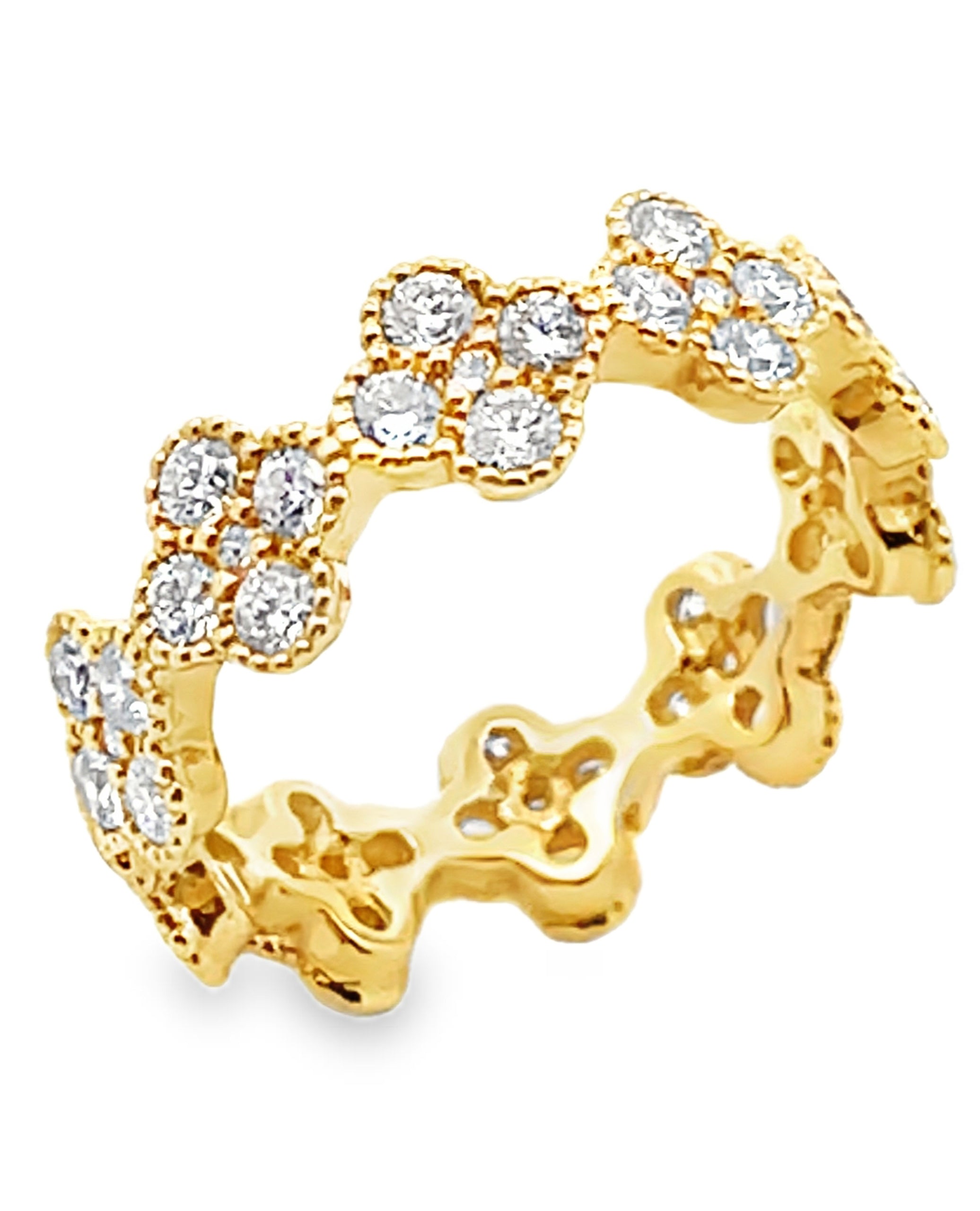 18K Yellow Gold 1.67 carat Diamond Quatrefoil Ring