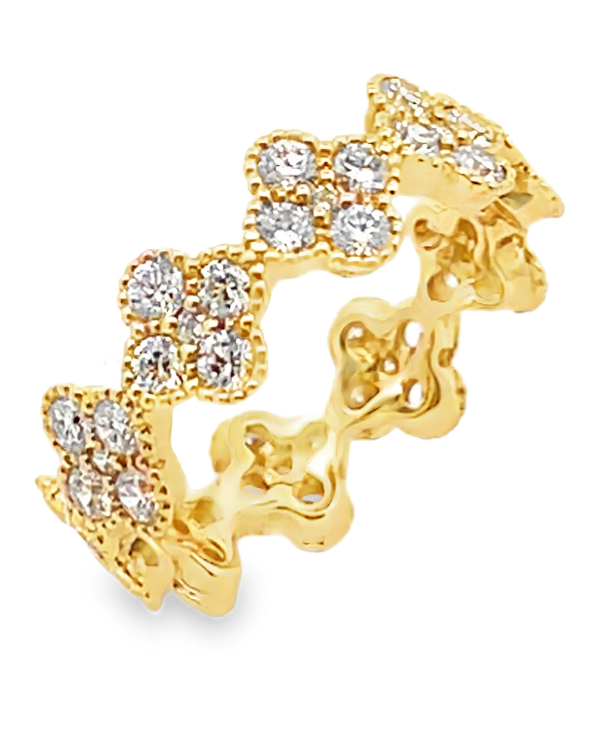 18K Yellow Gold 1.67 carat Diamond Quatrefoil Ring